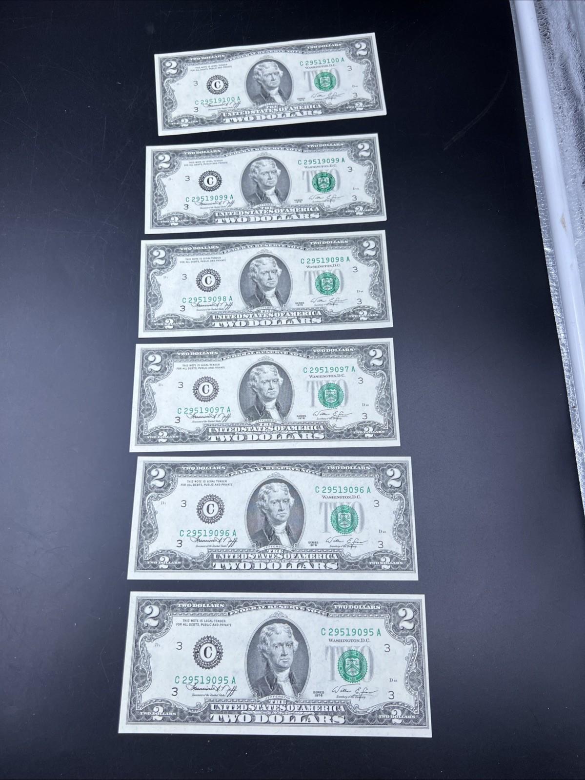 84 Consecutive 1976 $2 Two Dollar FRN Bicentennial Notes Partial Pack CH UNC