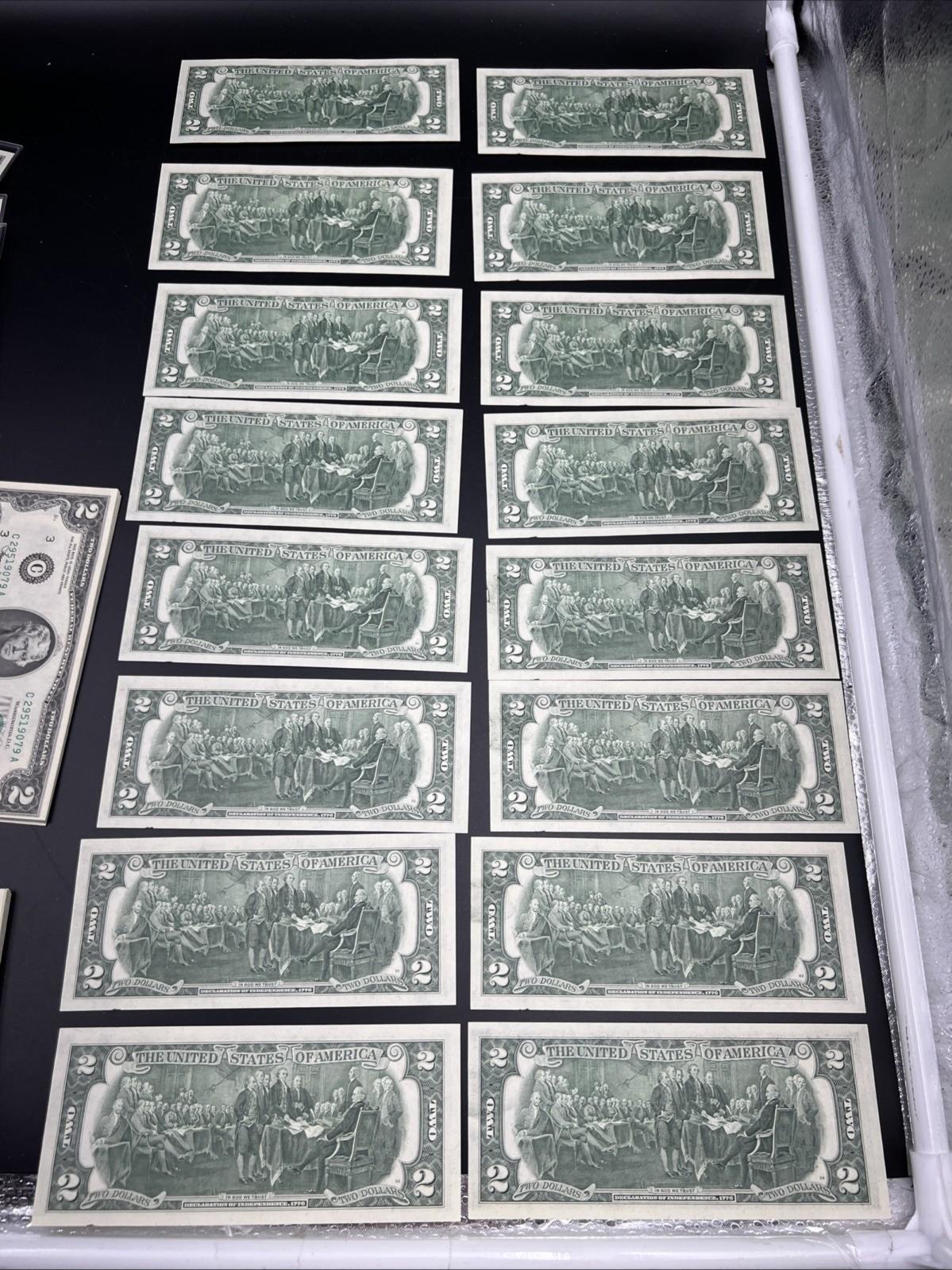 84 Consecutive 1976 $2 Two Dollar FRN Bicentennial Notes Partial Pack CH UNC