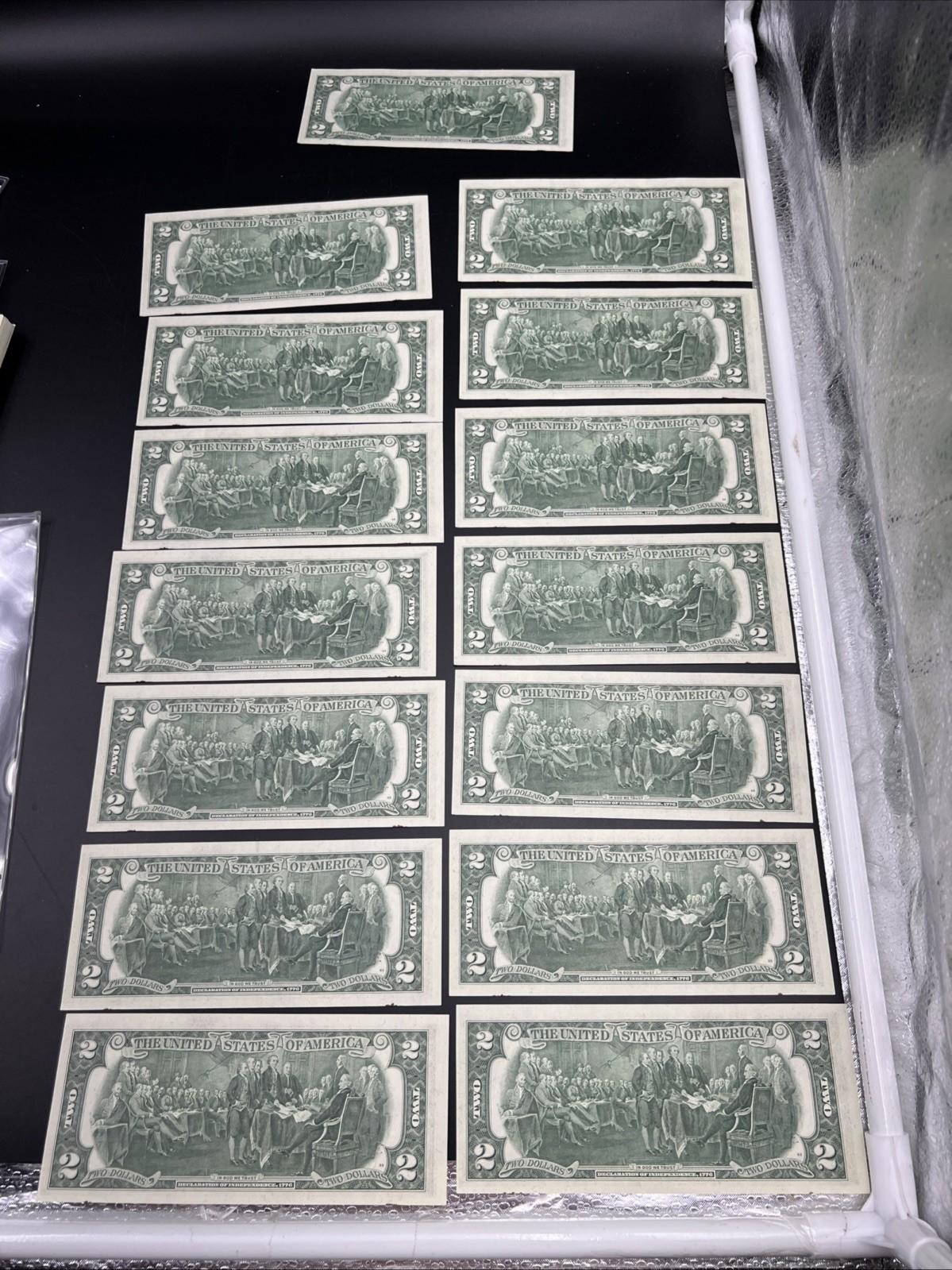 15 Consecutive UNC 1976 Two Dollar FRN Bicentennial Notes Philadelphia District