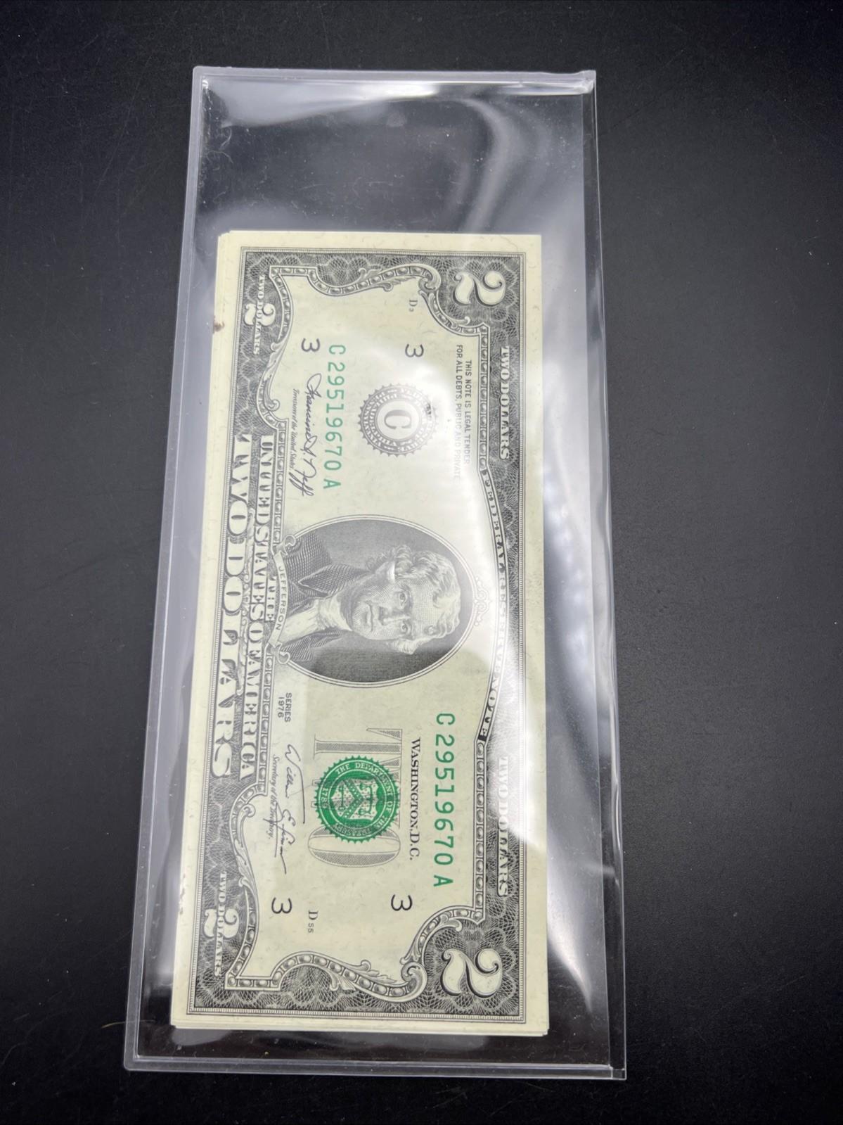 15 Consecutive UNC 1976 Two Dollar FRN Bicentennial Notes Philadelphia District