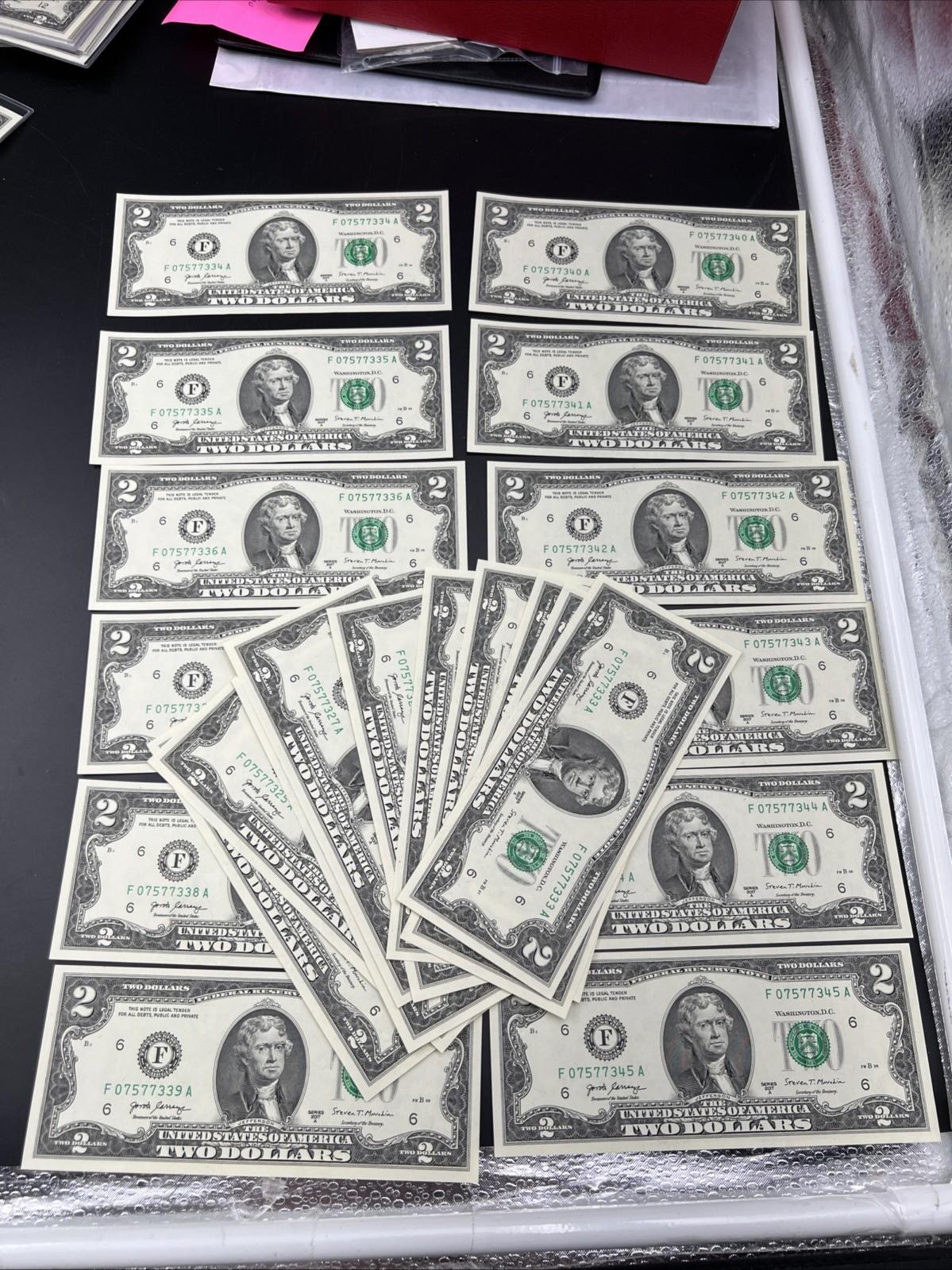 24 Consecutive 2017 A $2 FRN Federal Reserve Note CH UNC #333