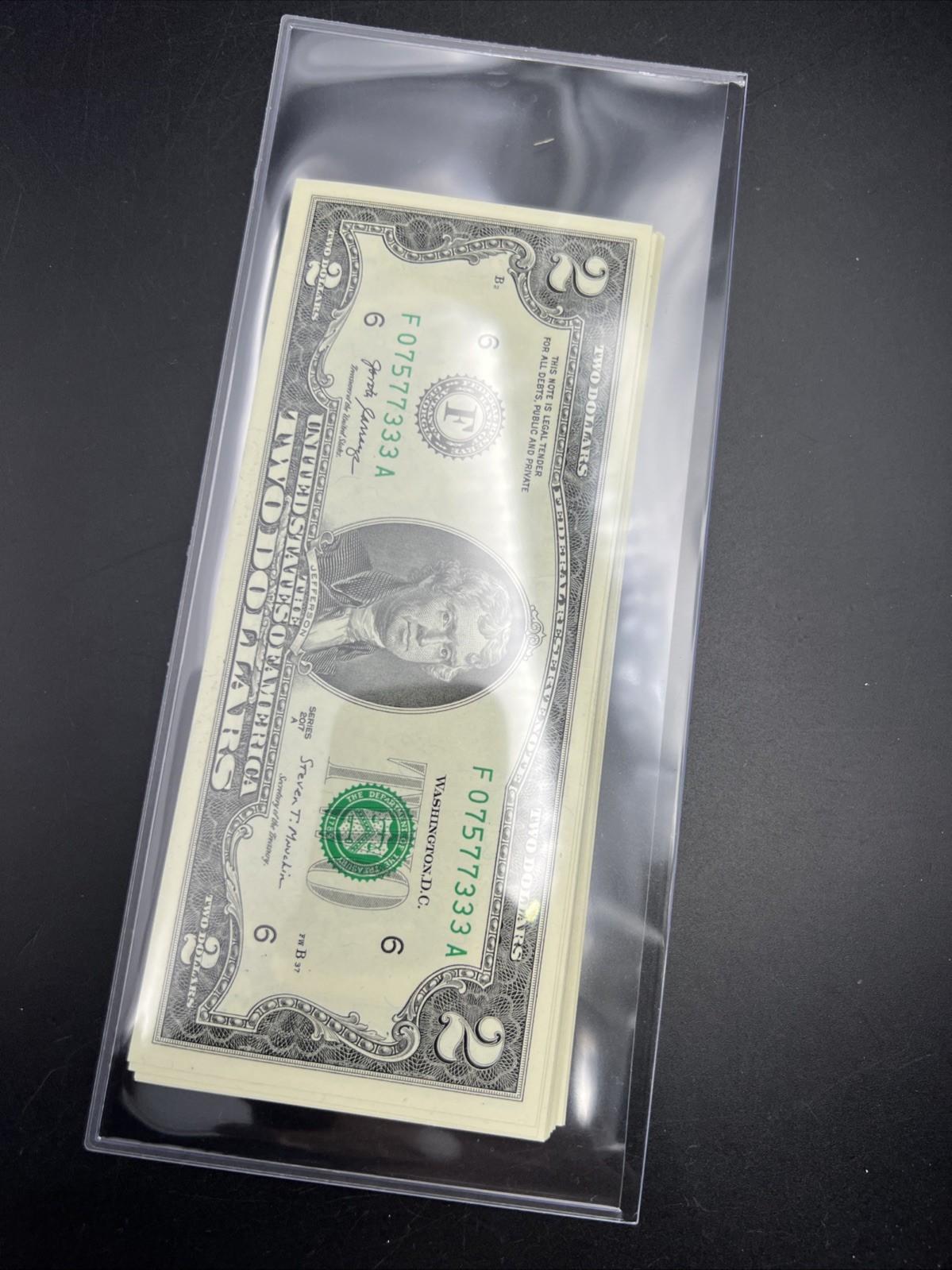 24 Consecutive 2017 A $2 FRN Federal Reserve Note CH UNC #333