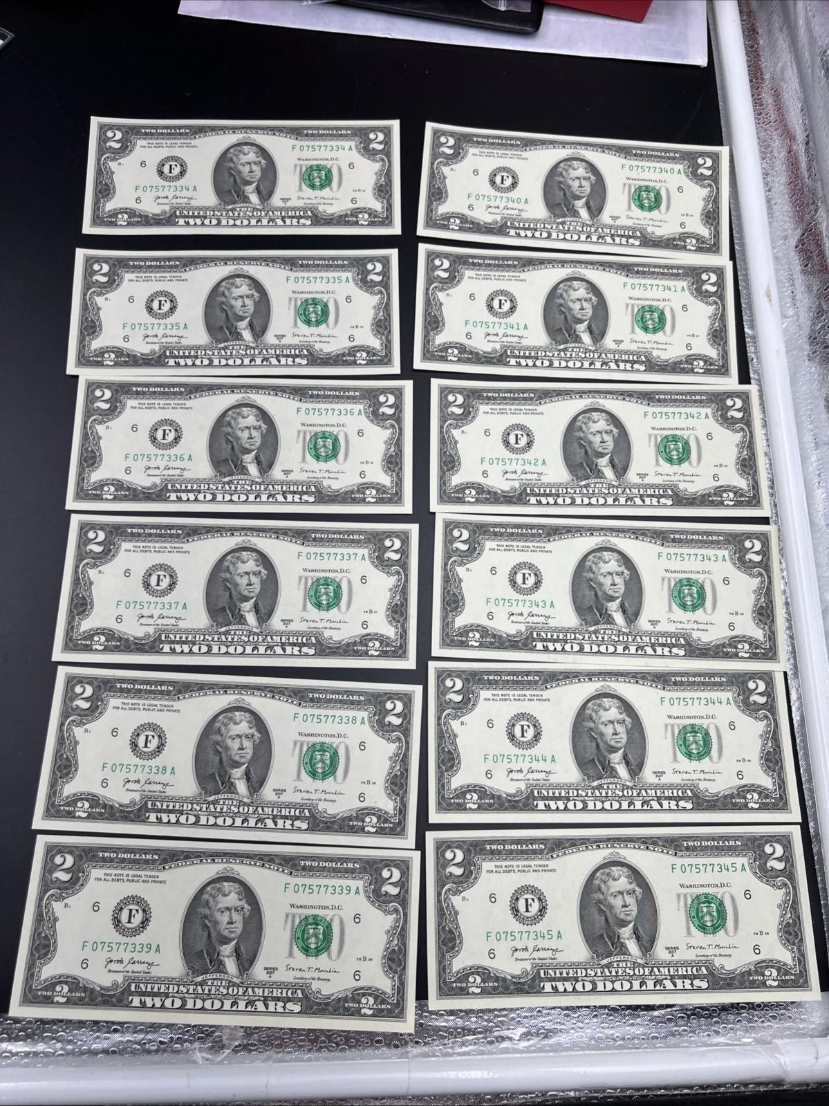 24 Consecutive 2017 A $2 FRN Federal Reserve Note CH UNC #333