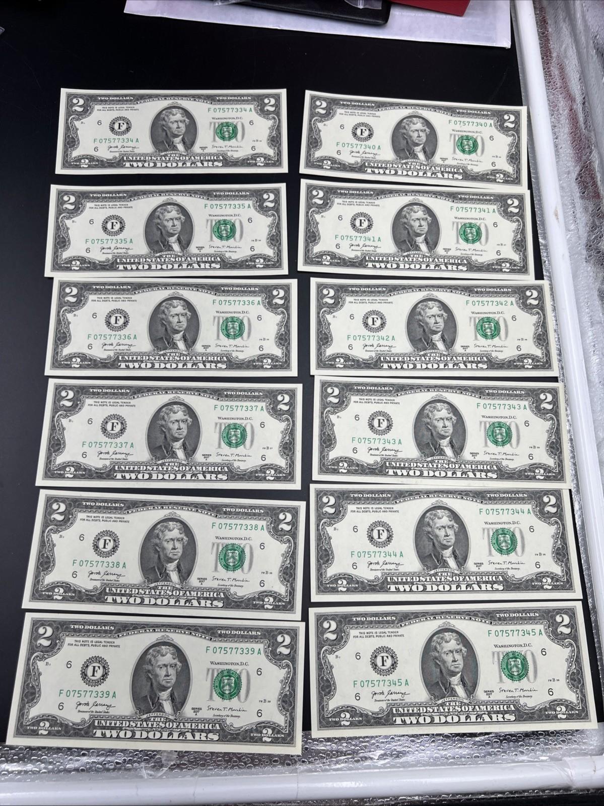 24 Consecutive 2017 A $2 FRN Federal Reserve Note CH UNC #333
