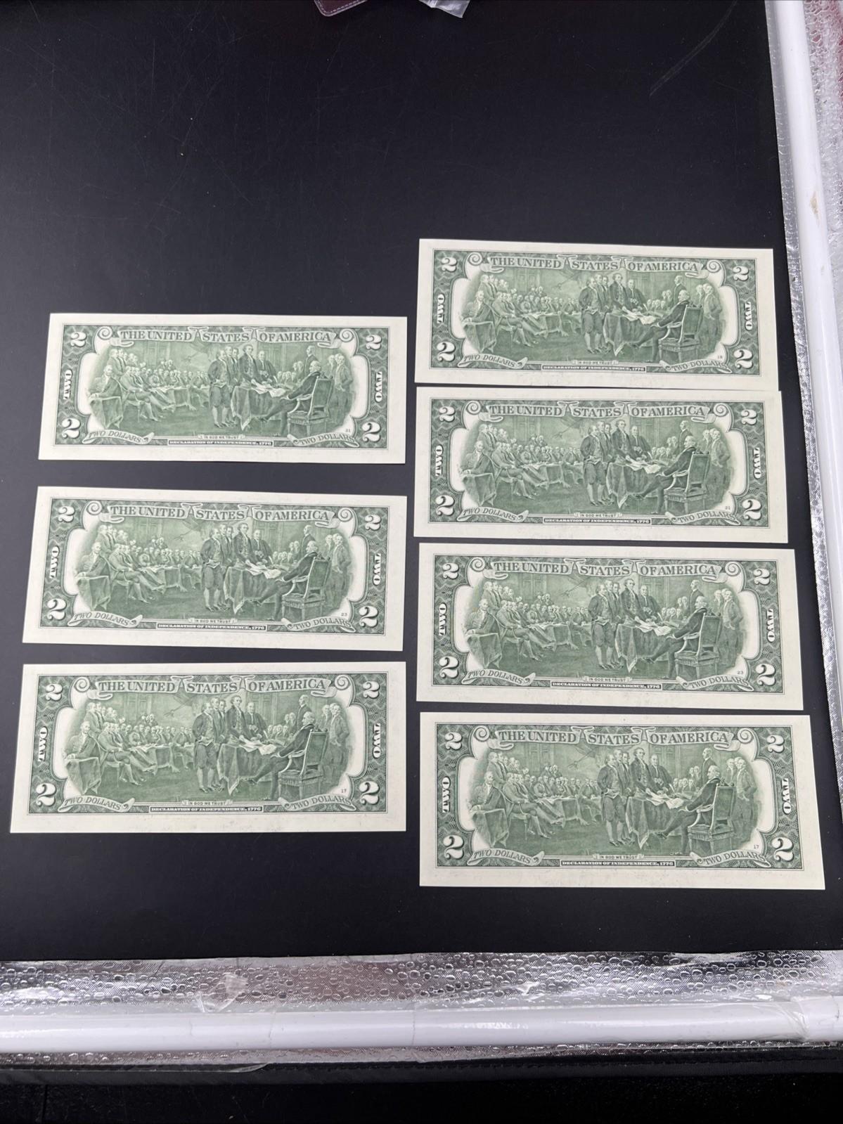 7 Consecutive 2017 A $2 FRN Federal Reserve Note CH UNC #346