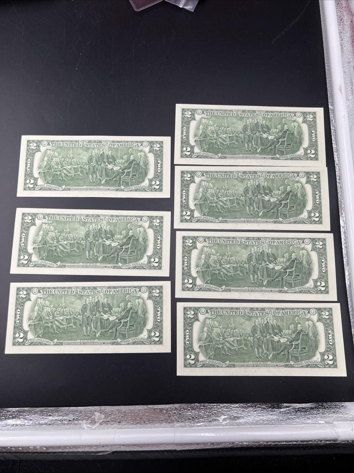 7 Consecutive 2017 A $2 FRN Federal Reserve Note CH UNC #346