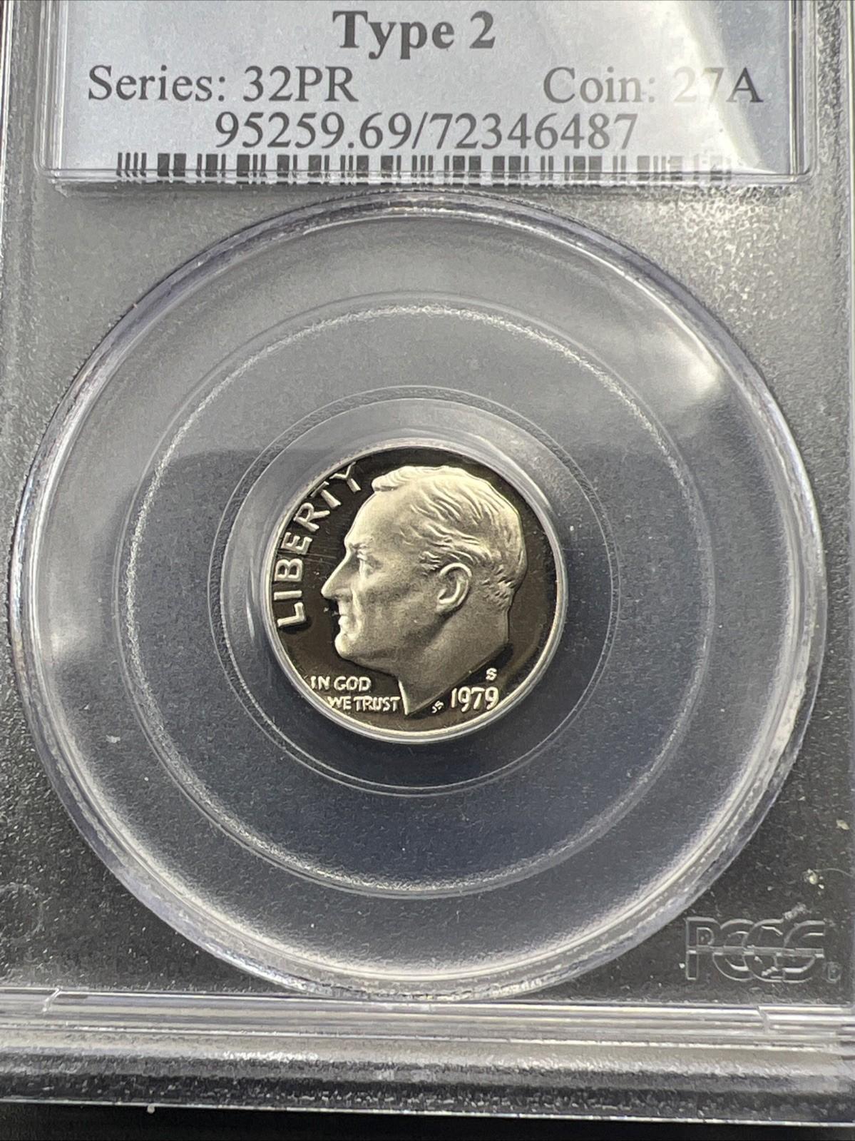 1979 S 10c Type 2 Variety Roosevelt Dime Coin PCGS PR69 DCAM #87