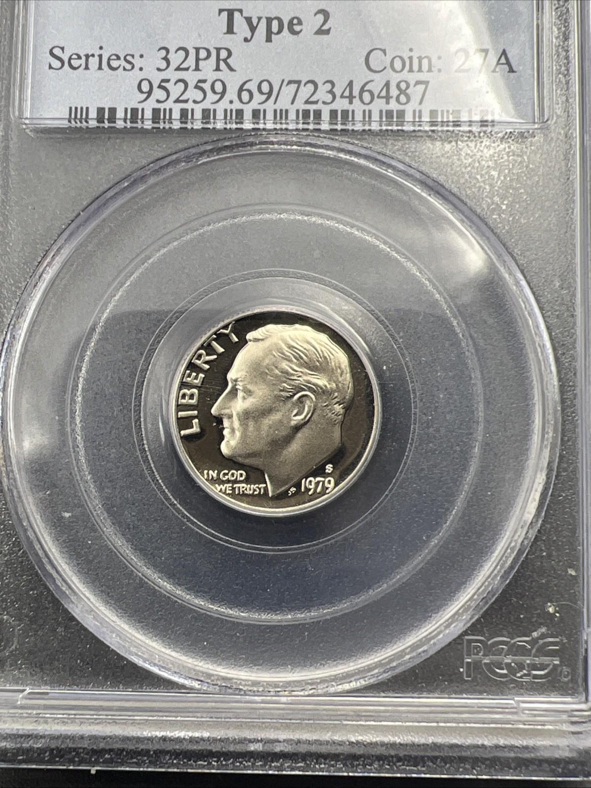1979 S 10c Type 2 Variety Roosevelt Dime Coin PCGS PR69 DCAM #87