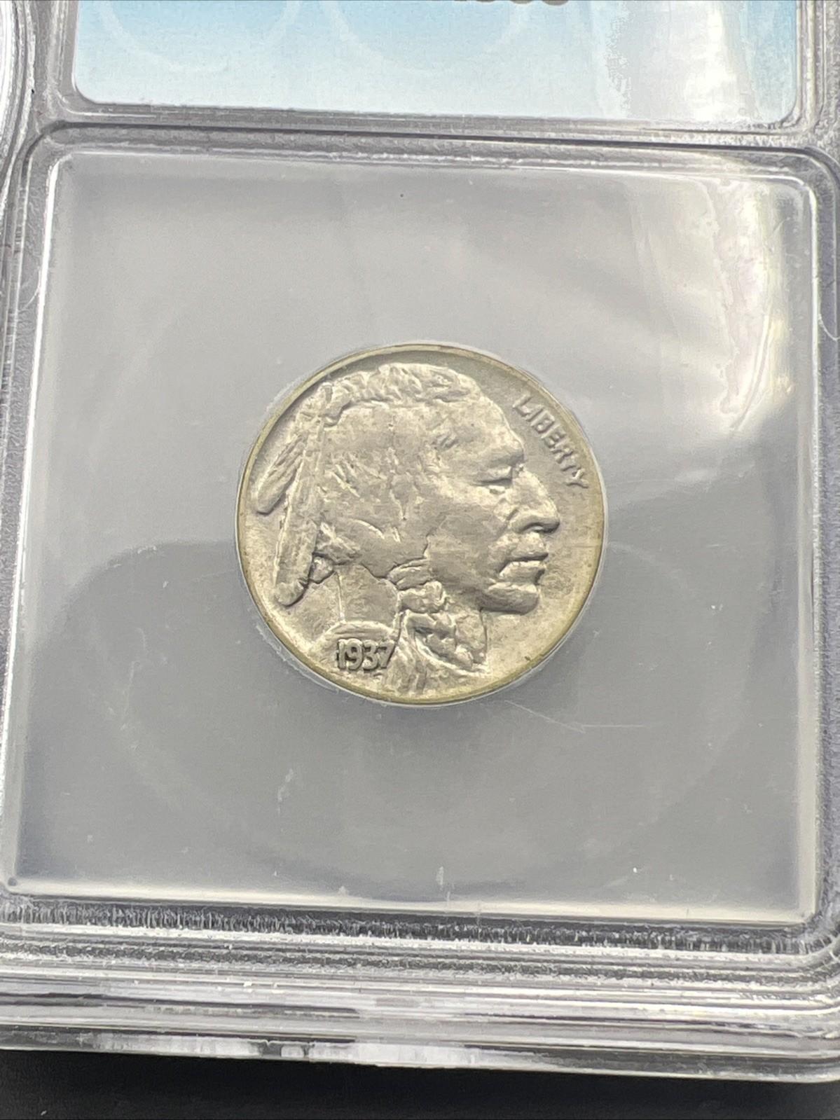 1937 5c Buffalo Nickel Coin ICG AU55 About Unc Certified