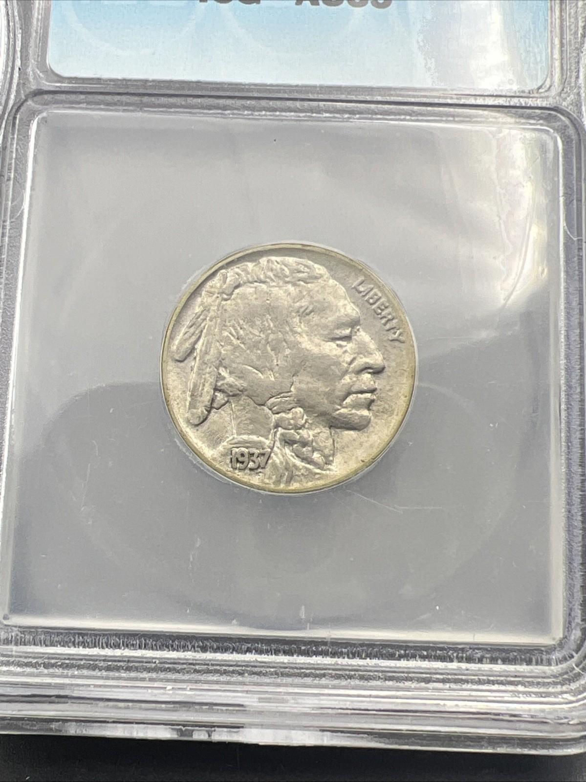 1937 5c Buffalo Nickel Coin ICG AU55 About Unc Certified
