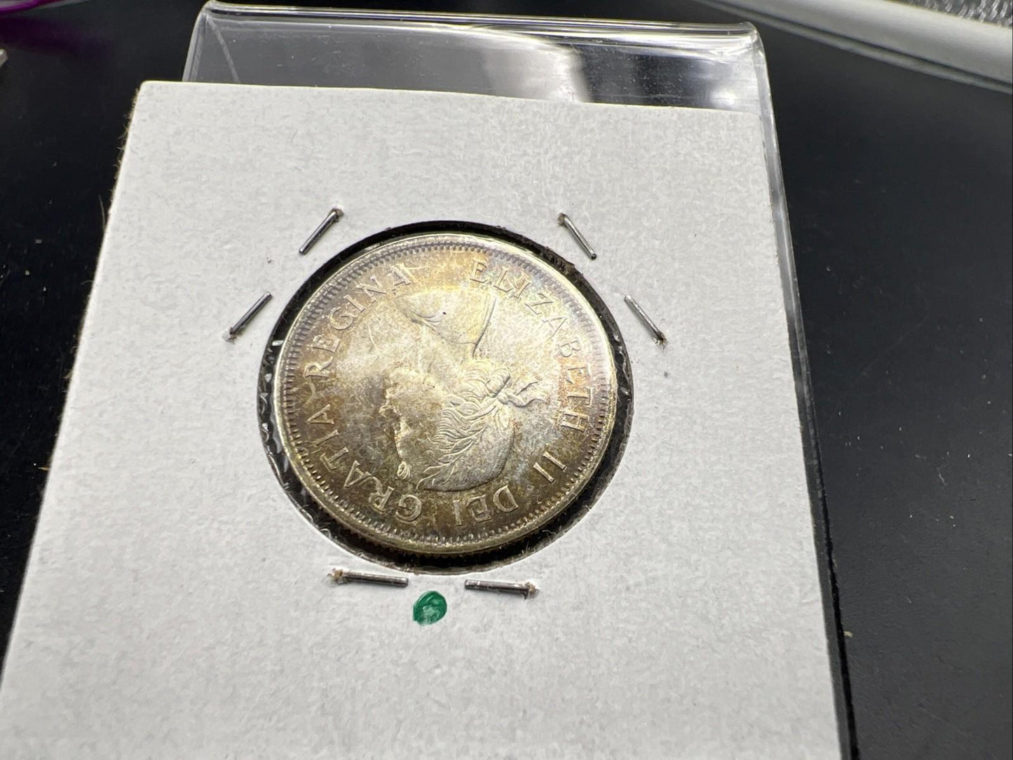 1960 25c Canada Silver Quarter coin PQ Toning AU About UNC SK#A