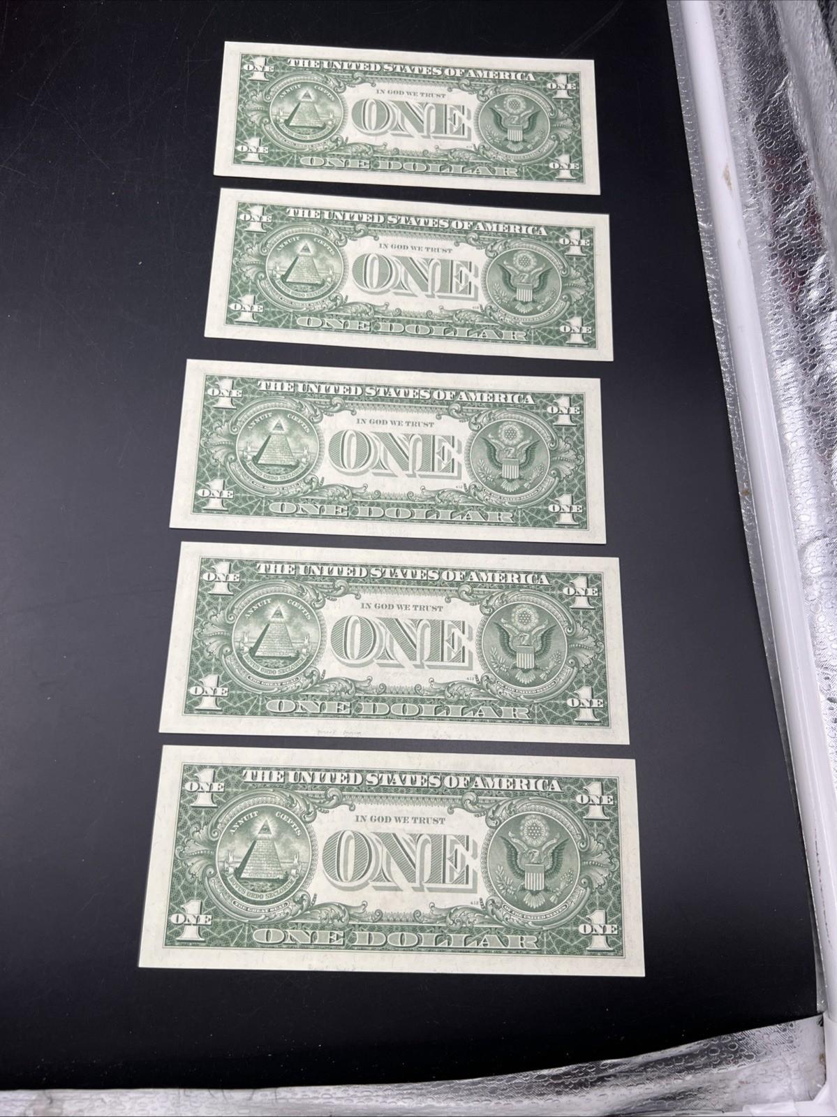 5 Consecutive 1957 A $1 Silver Certificates One Dollar Bills CH AU  #621