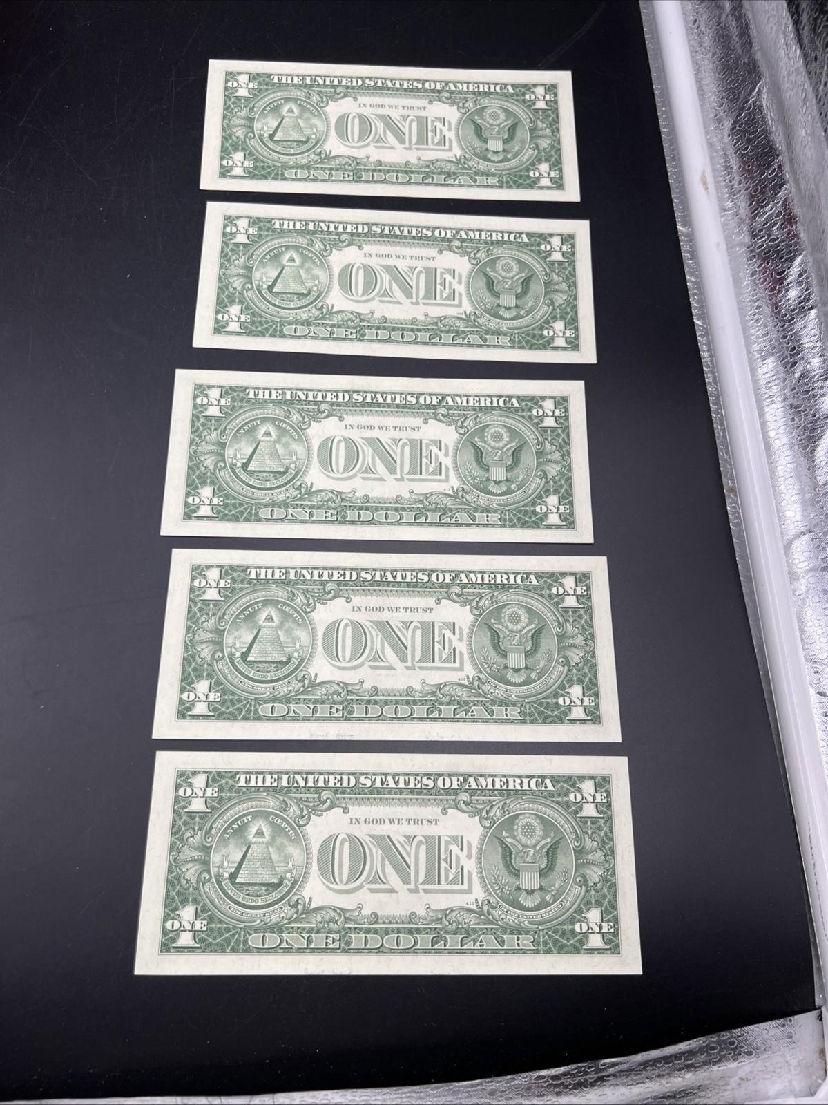5 Consecutive 1957 A $1 Silver Certificates One Dollar Bills CH AU  #621