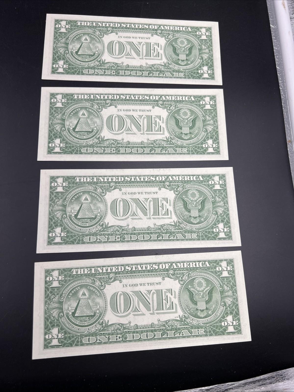 4 Consecutive 1957 B $1 Silver Certificates One Dollar Bills CH UNC #051