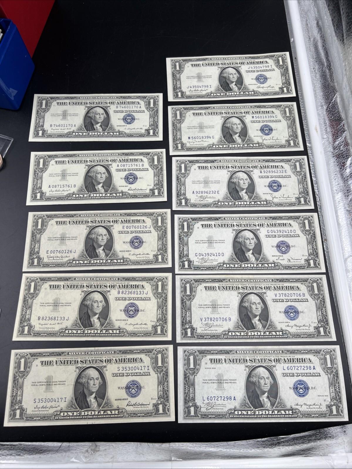 11 Note 1935 1957 Silver Certificate Letter Set CH AU / UNC conditions #298