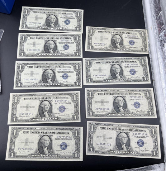 9 Note 1935 1957 Silver Certificate Letter Set XF AU / UNC conditions #103
