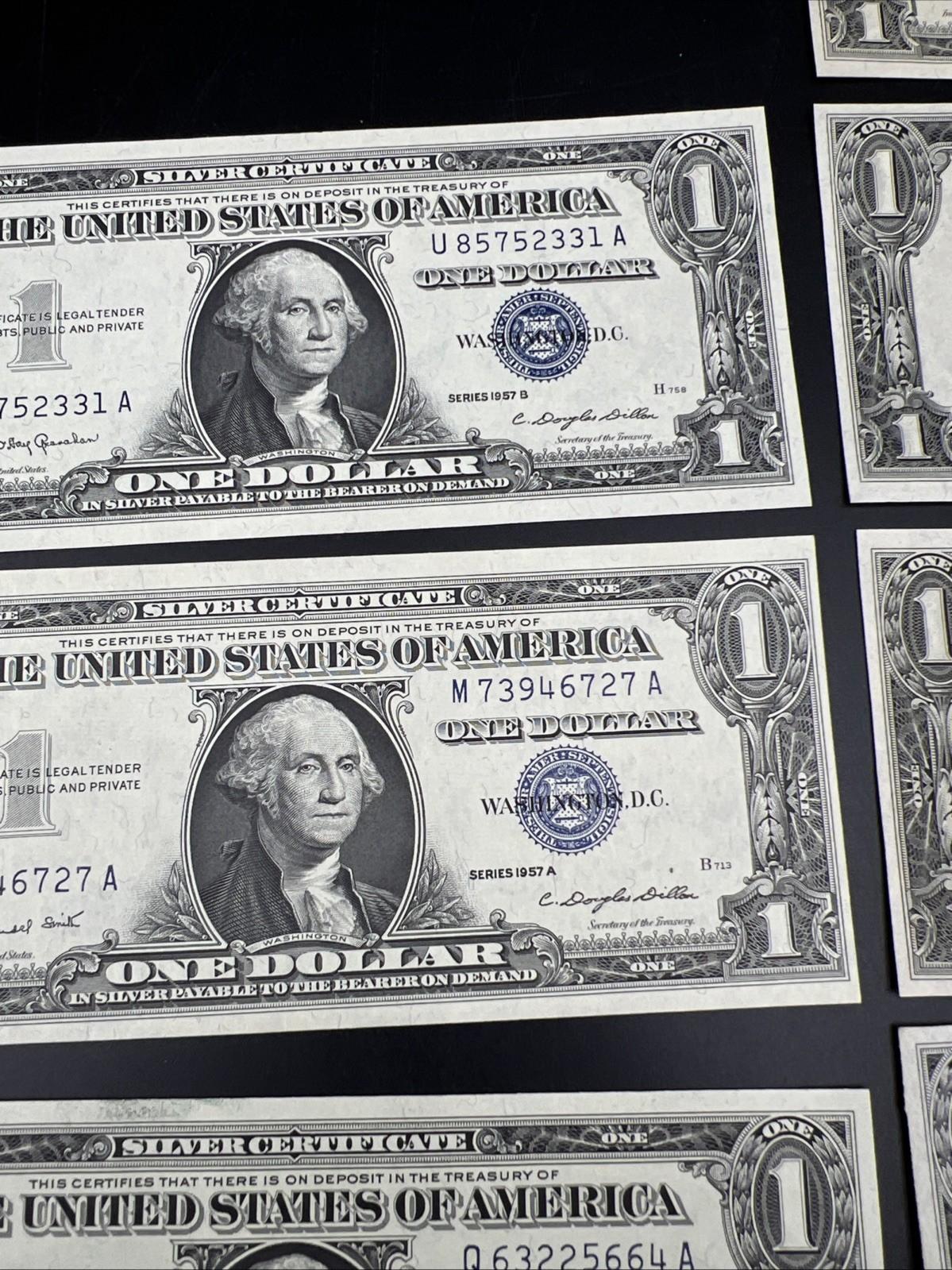 11 Note 1935 A 1957 Silver Certificate Letter Set XF AU / UNC conditions #626