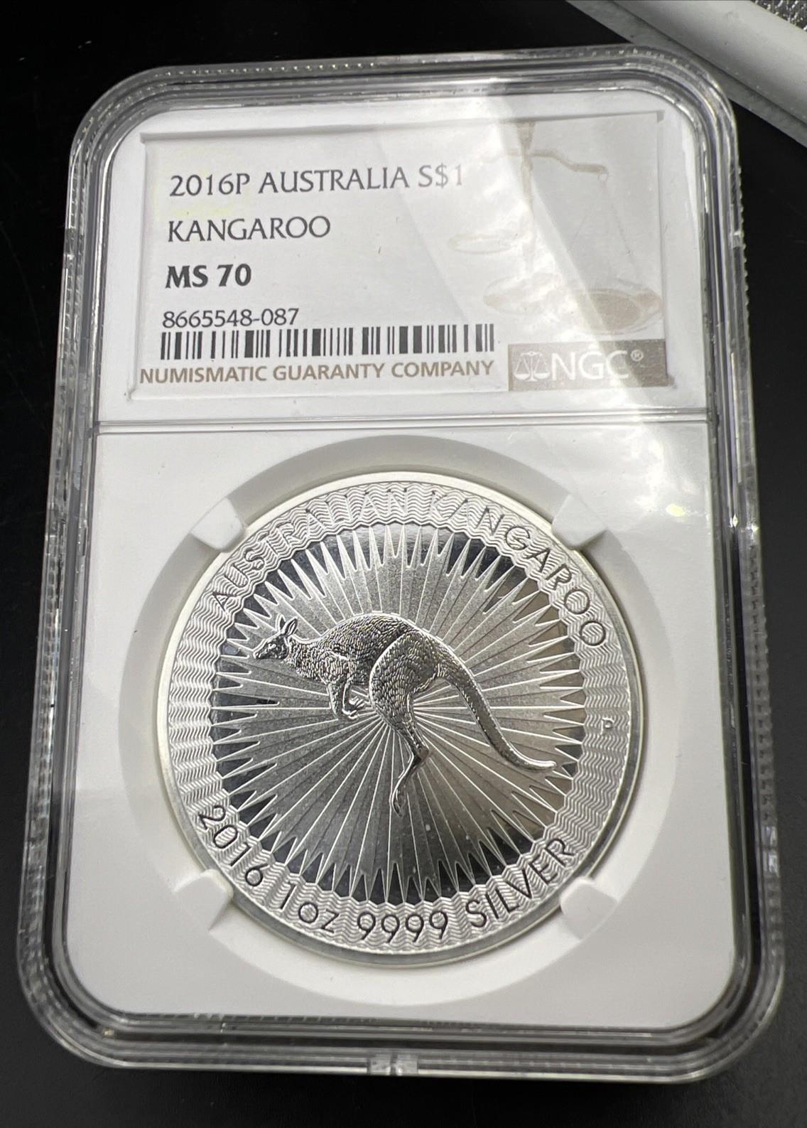 2016 Australia 1 Oz Silver Kangaroo Coin MS70 NGC GEM UNC #087