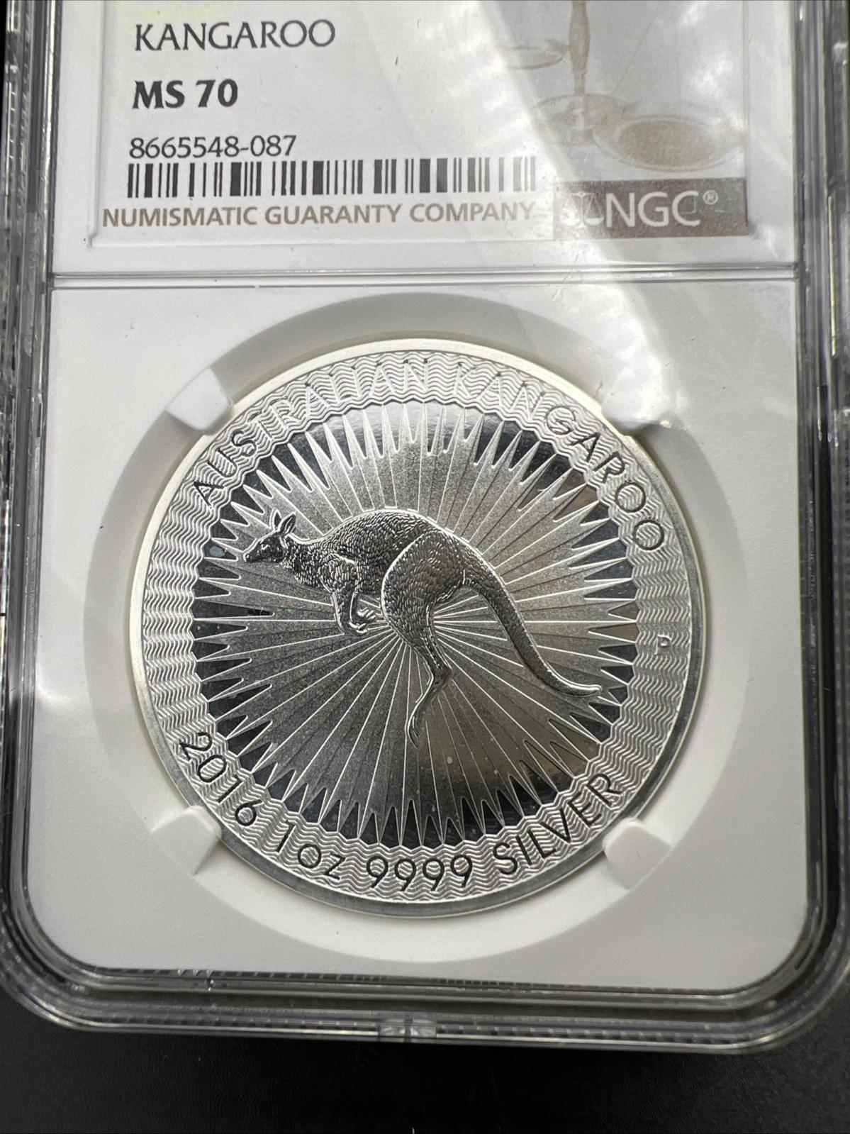 2016 Australia 1 Oz Silver Kangaroo Coin MS70 NGC GEM UNC #087