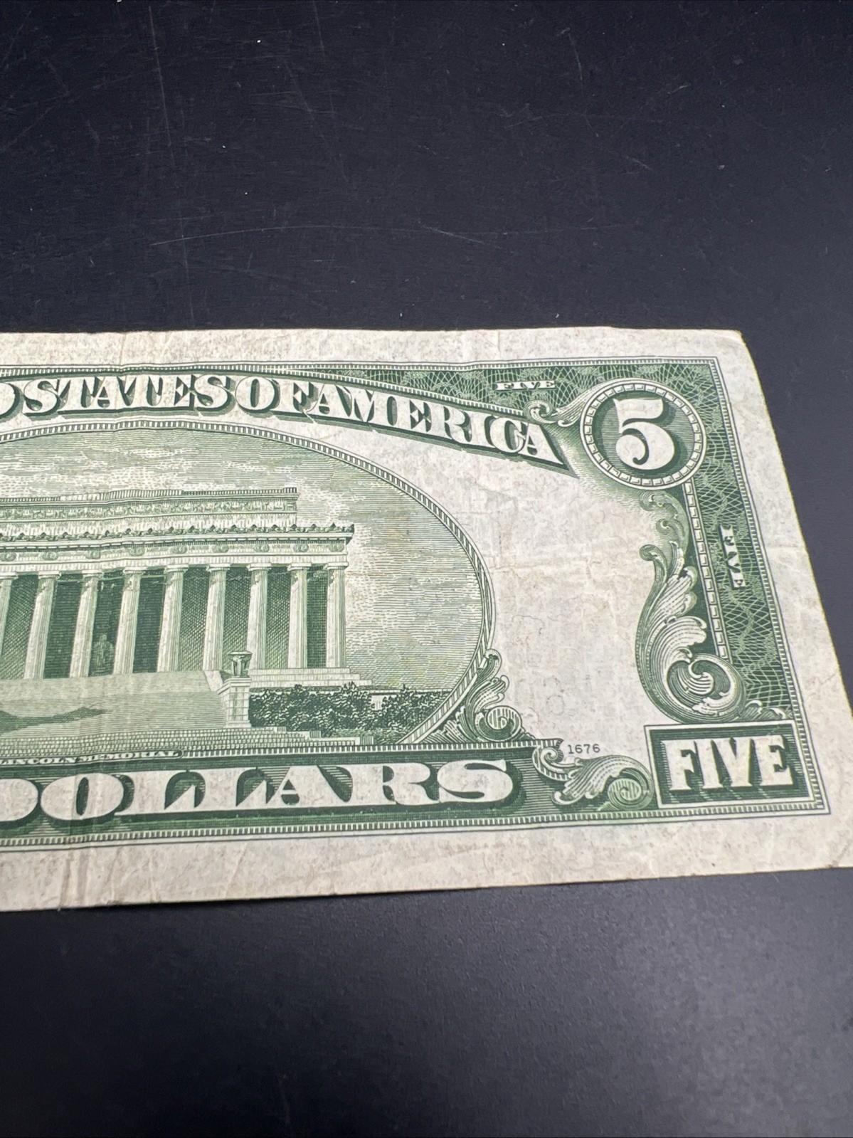 1934 C $5 Silver Certificate Note Blue Seal Bill VG / Fine Circ #664