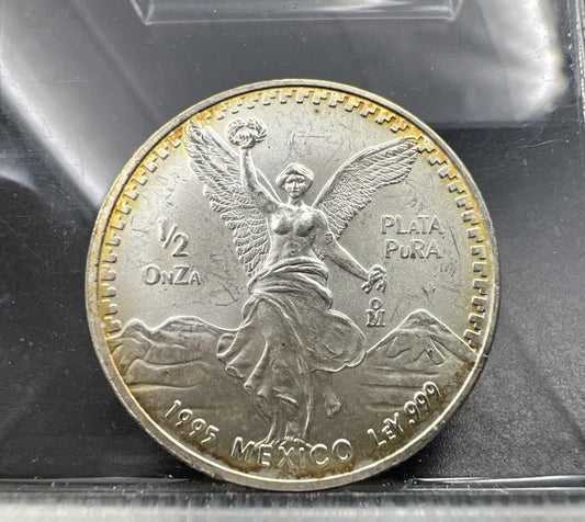 1995 Mo Mexico 1/2 oz Silver Libertad .999 Plata Pura Coin Gem BU UNC Toner