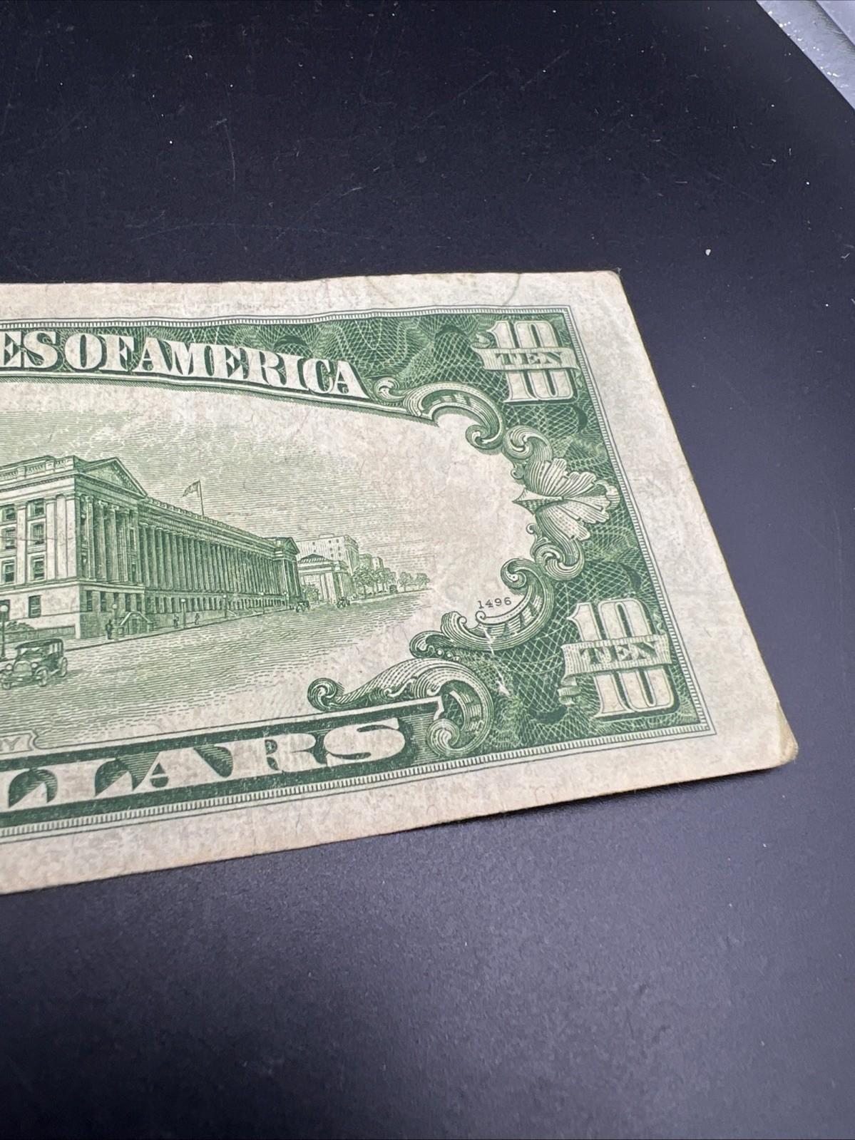 1950 A $10 FRN Federal Reserve Note VG Very Good / Fine Circ Green Seal #494