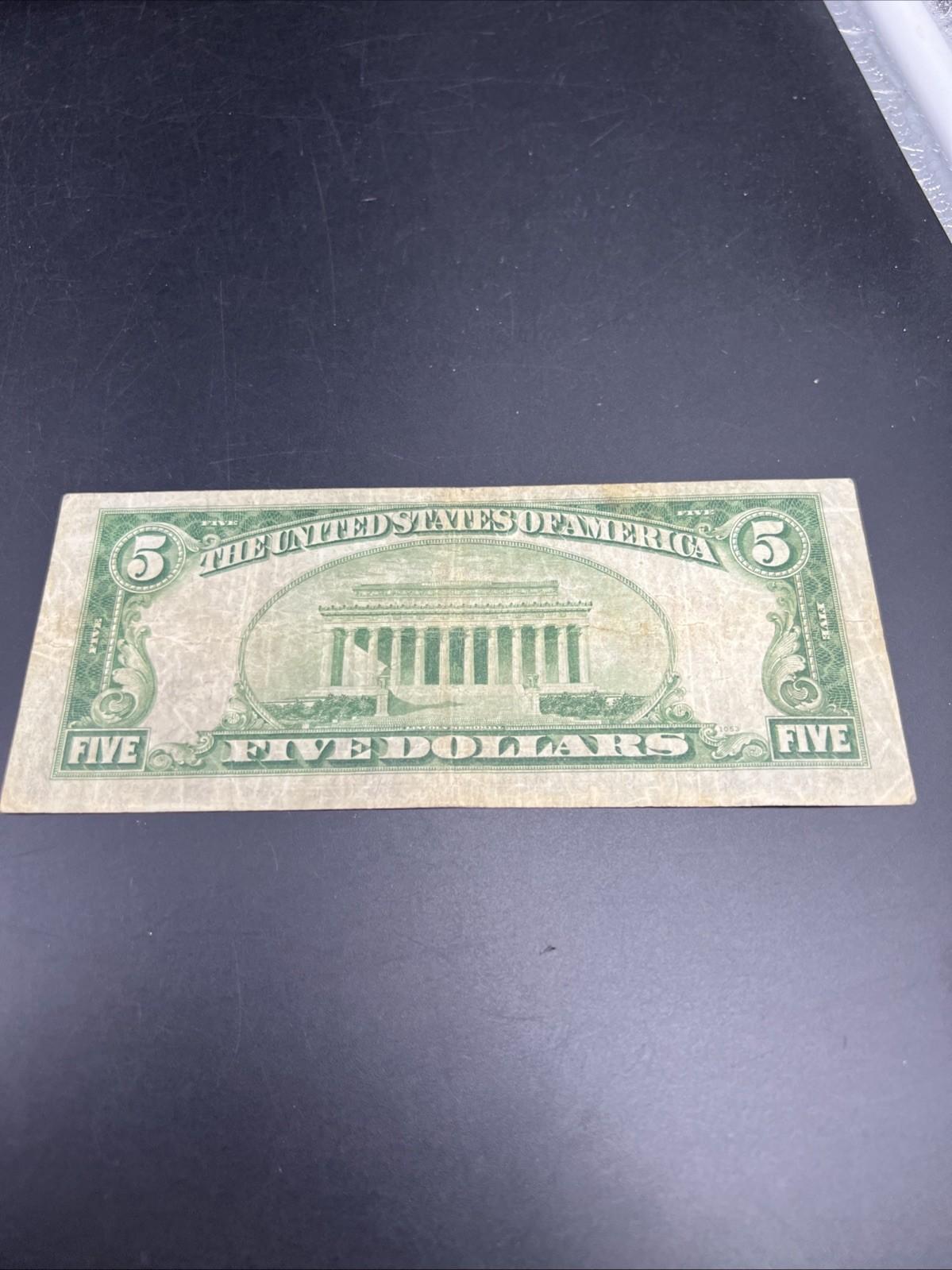 1928 C $5 USN United States Note Red Seal CH VG / Fine Circ #060