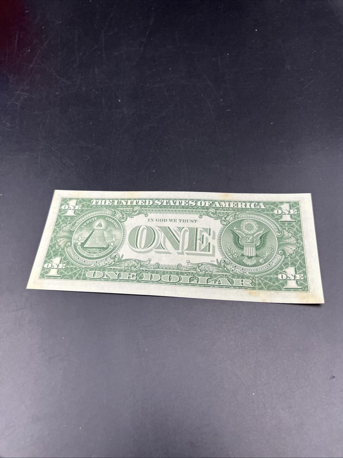 1957 B $1 One Dollar Silver Certificate Blue Seal UNC Details stain #371