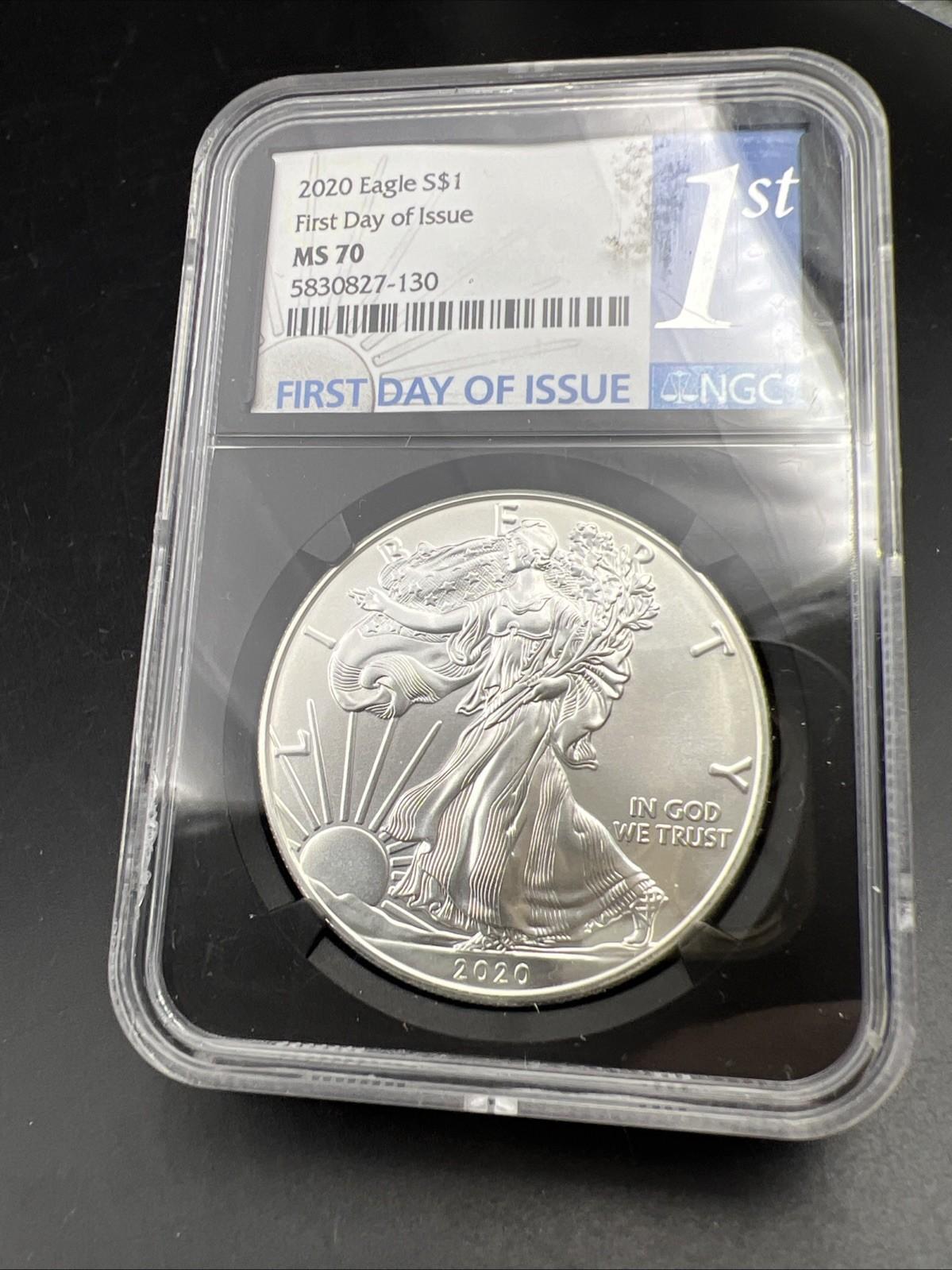 2020 1 Oz ASE American Silver Eagle Coin NGC MS70 FDOI First Day Holder #130
