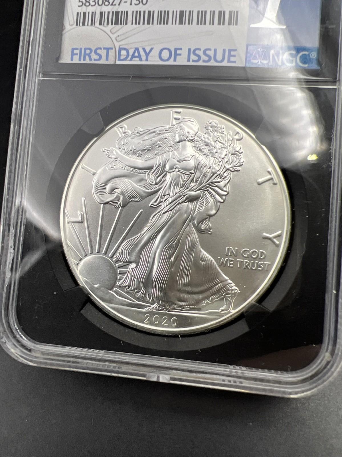 2020 1 Oz ASE American Silver Eagle Coin NGC MS70 FDOI First Day Holder #130