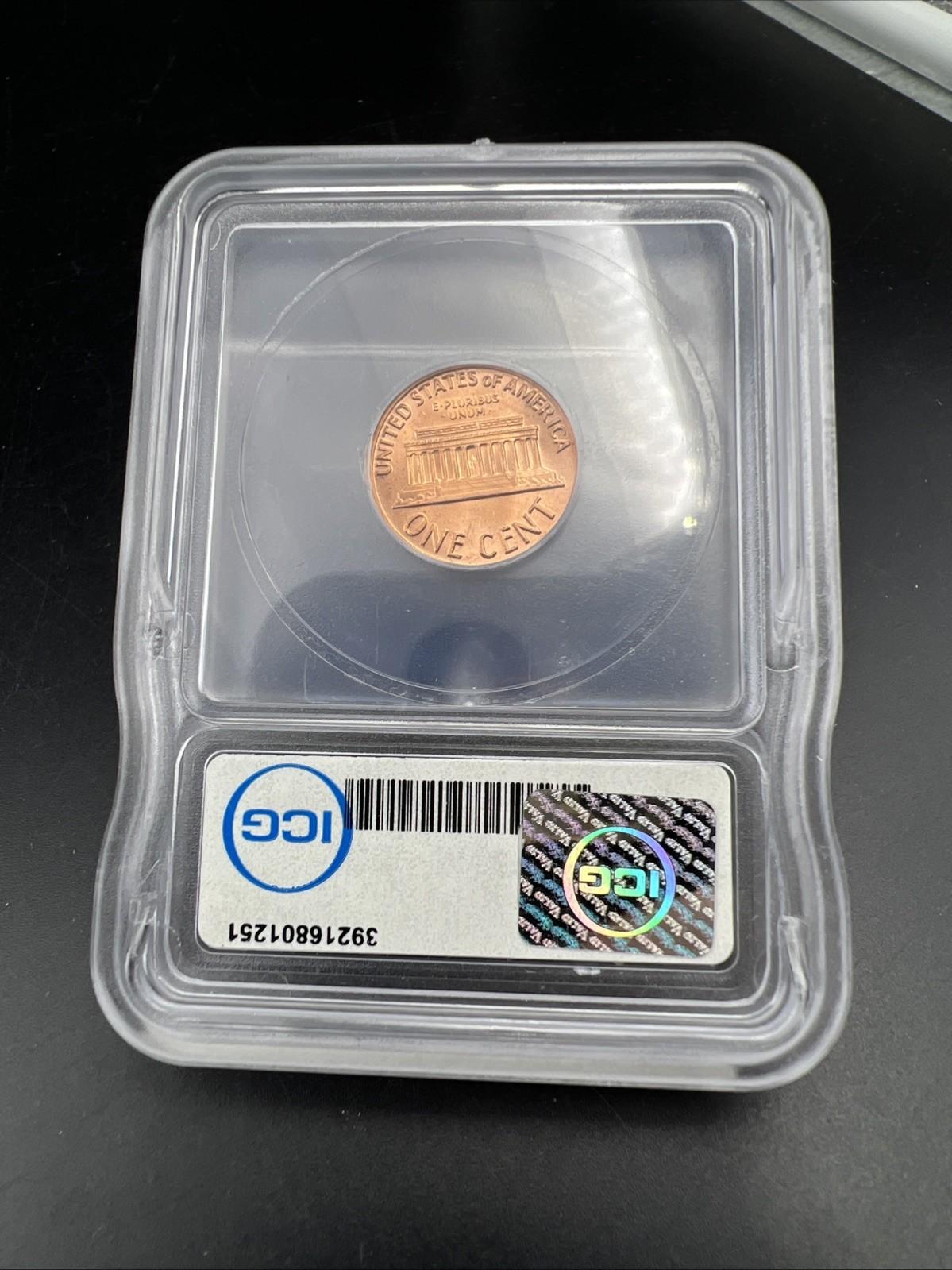 1970 S 1c Lincoln Memorial Cent Penny MS66 ICG Large Date Variety