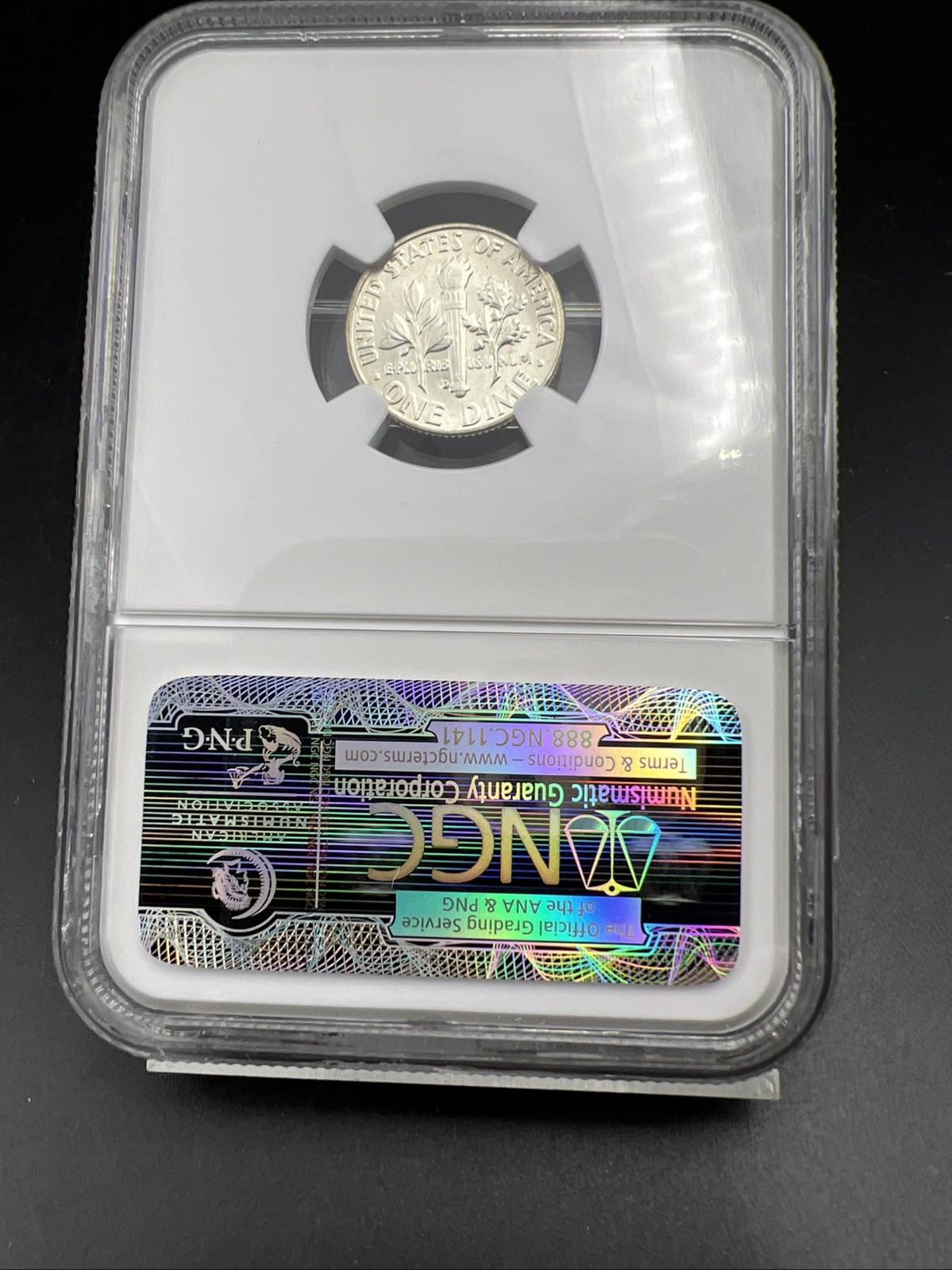 1963 D 10c Roosevelt Silver Dime Coin NGC MS66 Gem BU Certified #028