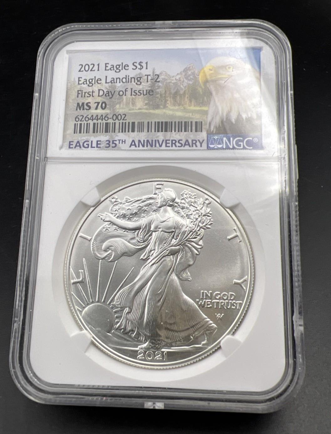 2021 1 Oz ASE American Silver Eagle Coin NGC MS70 Type 2 FDOI #002