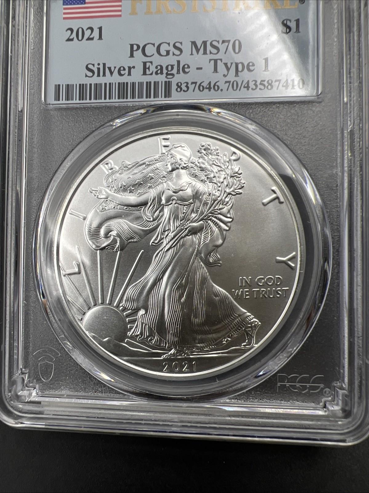 2021 Type 1 1 Oz ASE American Silver Eagle Coin PCGS MS70 First Strike #410