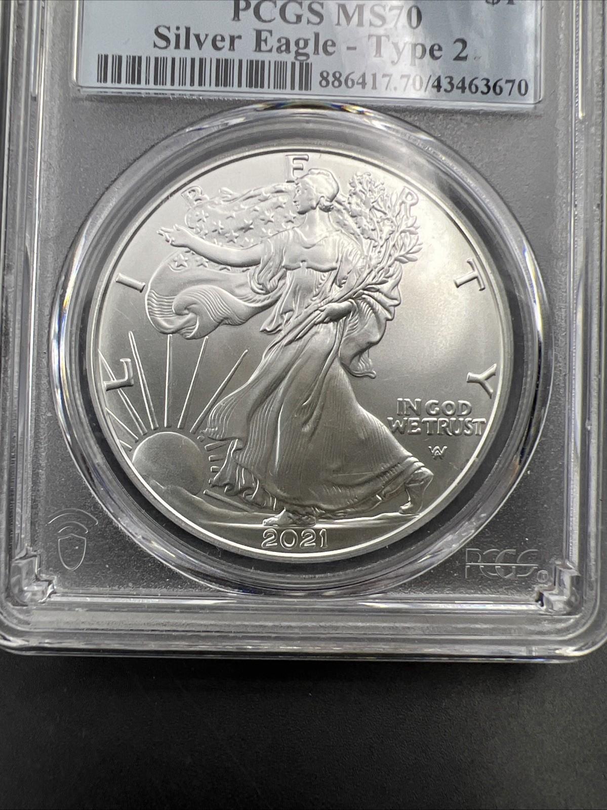 2021 Type 2 1 Oz ASE American Silver Eagle Coin PCGS MS70 First Strike #670