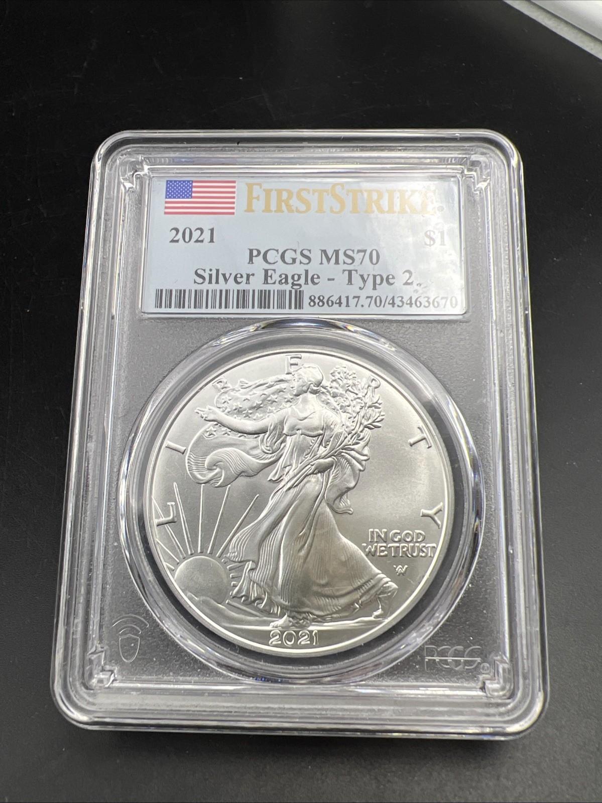 2021 Type 2 1 Oz ASE American Silver Eagle Coin PCGS MS70 First Strike #670