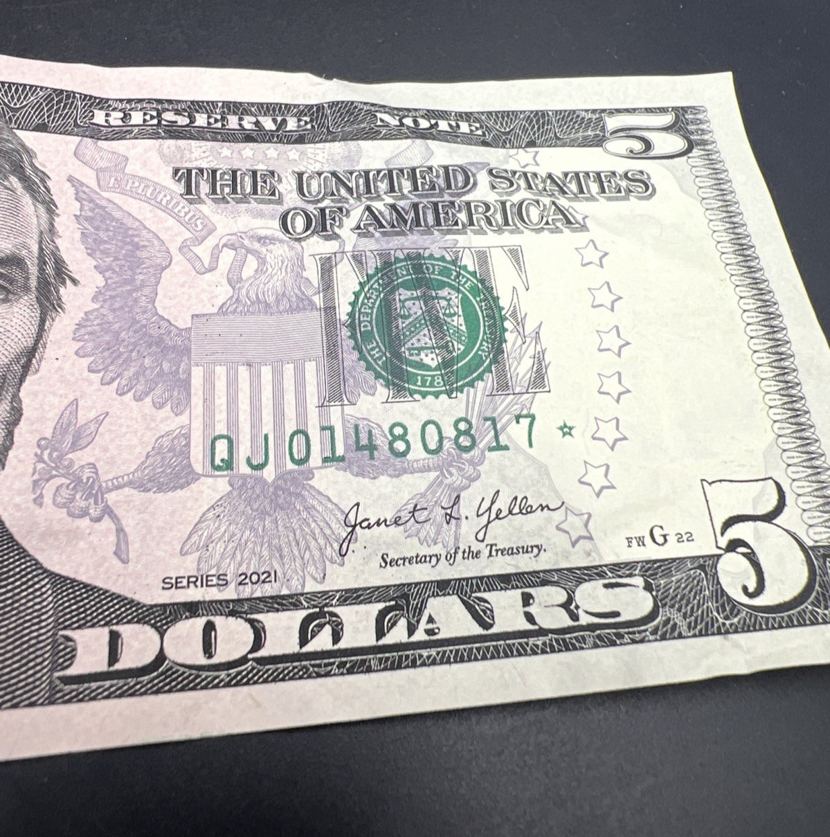 2021 $5 * Star FRN Federal Reserve Note #17 Fine / VF Circ