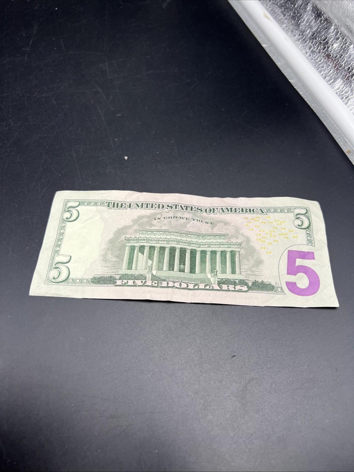 2021 $5 * Star FRN Federal Reserve Note #17 Fine / VF Circ