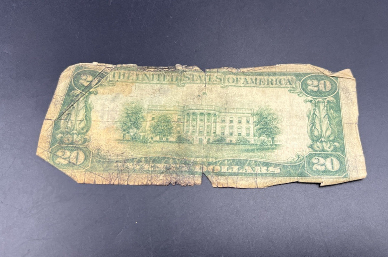 1929 $20 National Bank FRN Note Atlanta Very Circ Cull Ugly Damaged Low Serial #
