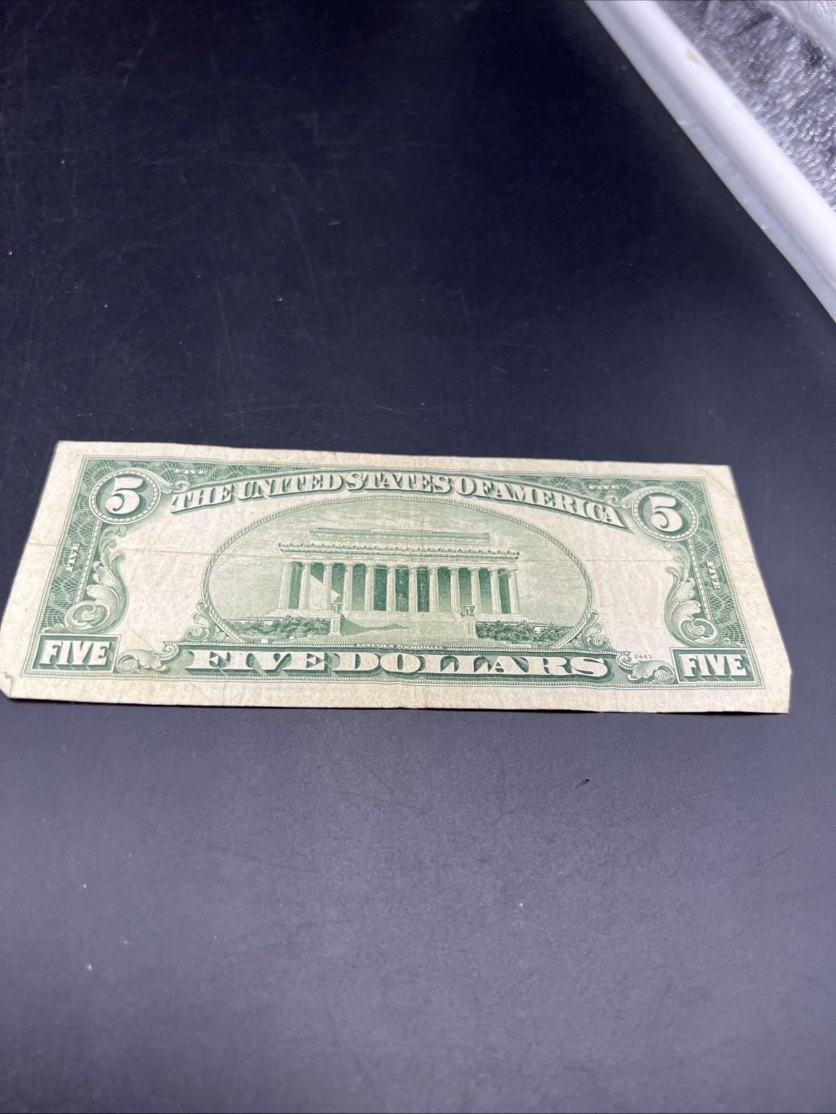 1953 A $5 Five Dollar USN United States Note Red Seal VG Circ #662