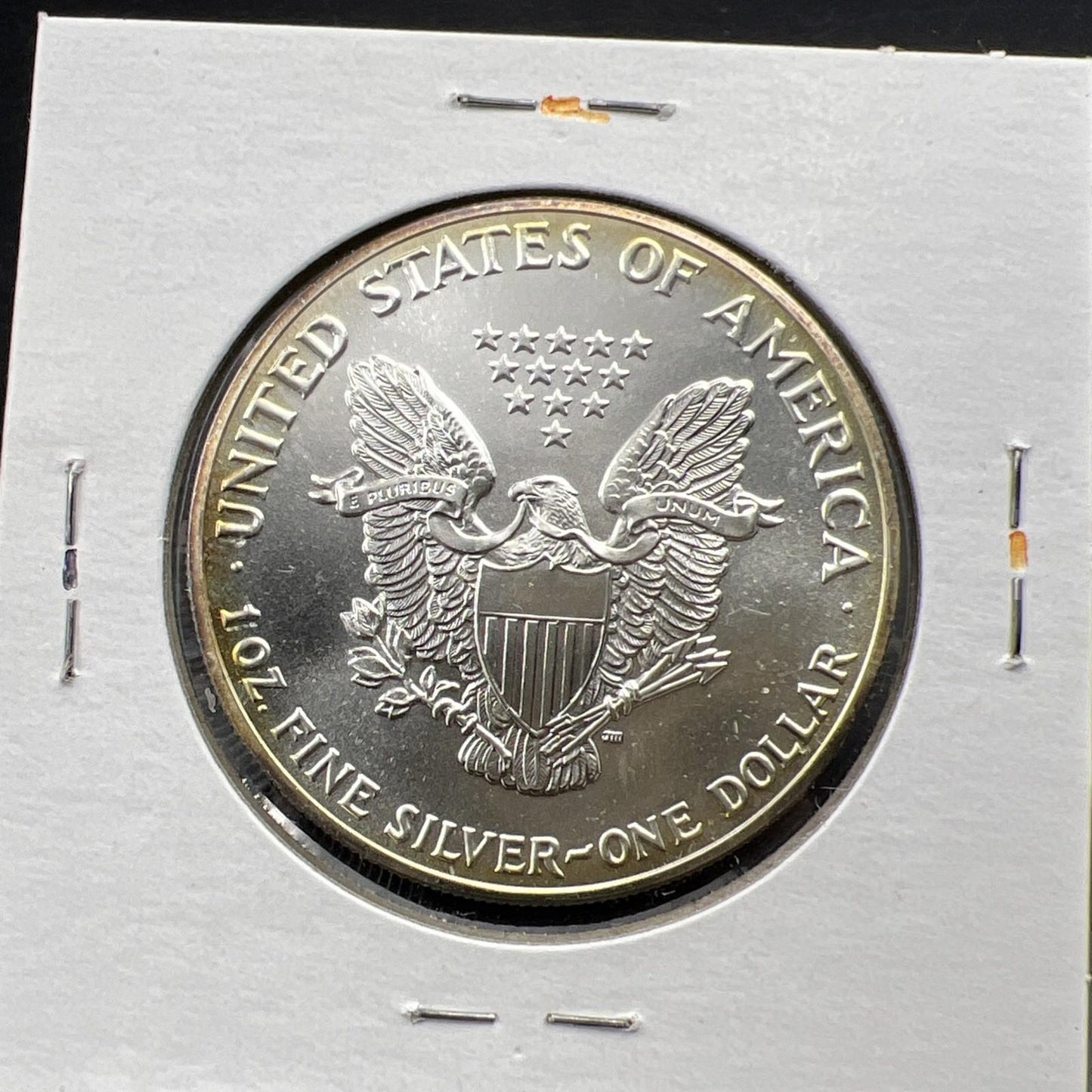 1989 1 Oz ASE American Silver Eagle Coin Gem BU UNC Nice Amber Halo Toning SK#E