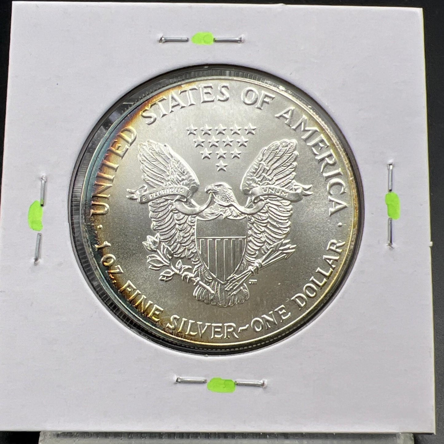 1986 1 Oz ASE American Silver Eagle Coin Gem BU UNC PQ Halo Toning Obverse