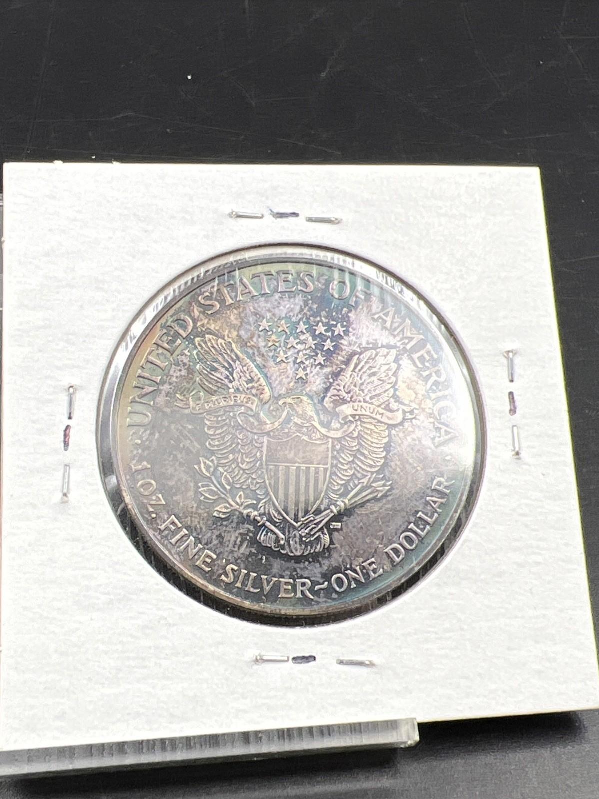 2007 1 OZ American Silver Eagle Choice BU UNC PQ * BLUE Original Toning #B