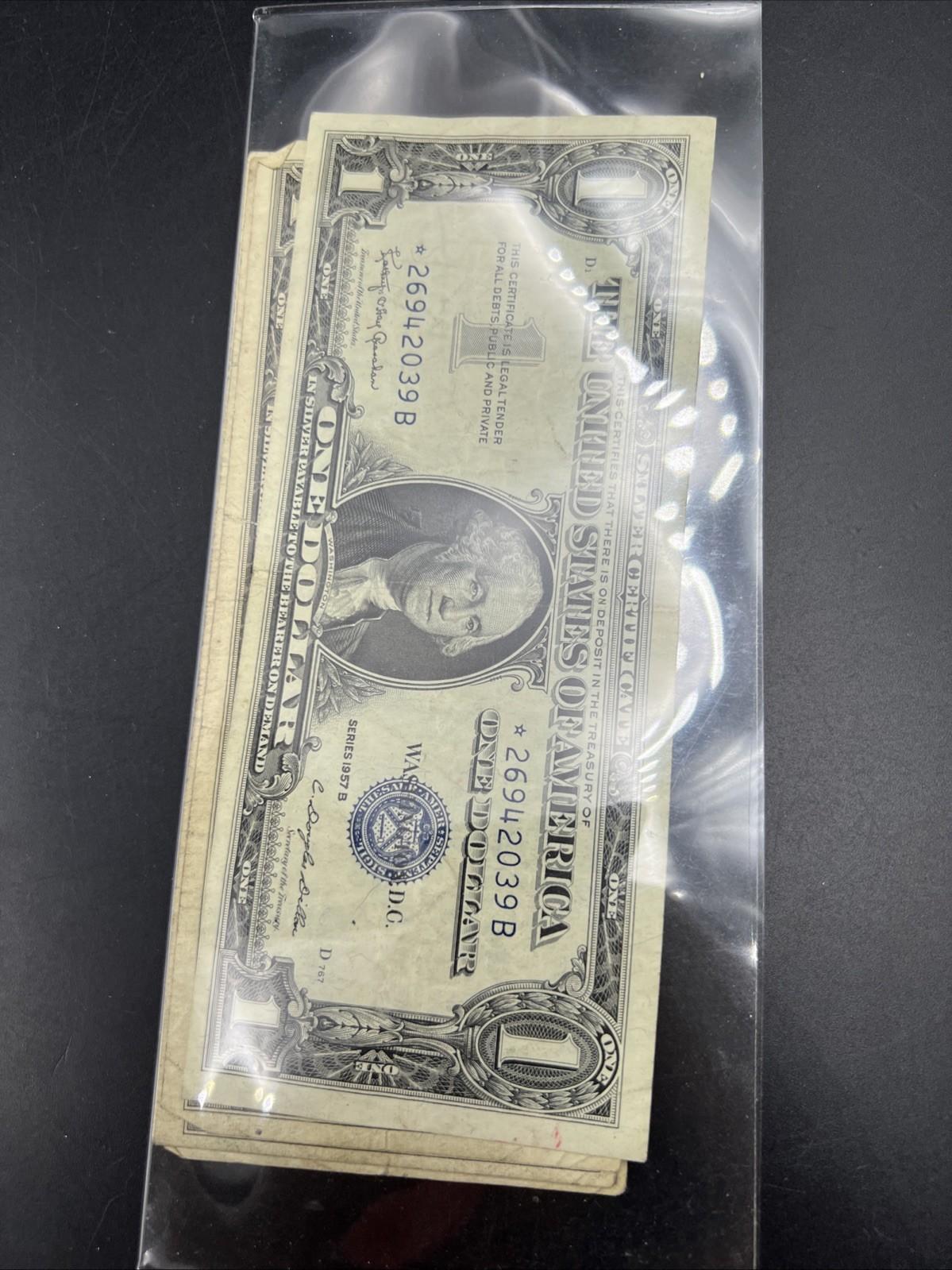 5 Note Lot 1957 * Star Note Silver Certificates VG / Fine Circ #039