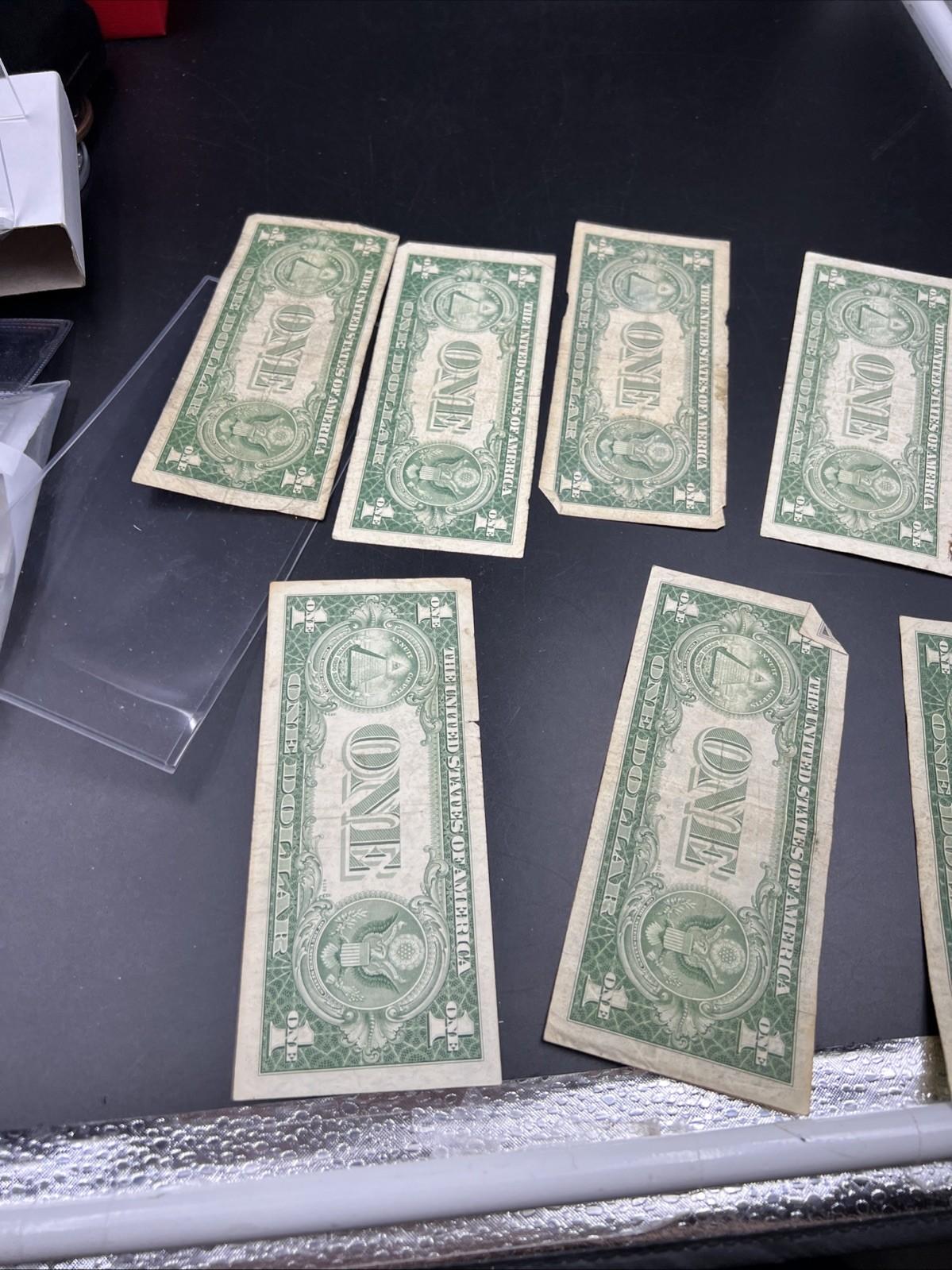 Lot of 7 1935 $1 One Dollar Blue Seal Silver Certificates Very Circ Some Tears #