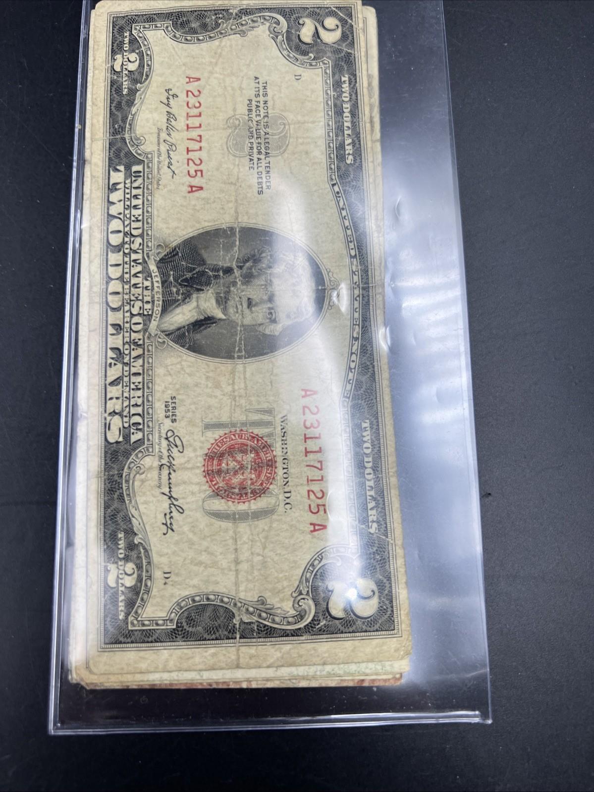 Lot of 7 Cull USN United States Red Seal Notes 1963 1953 1928 Ugly Circulated