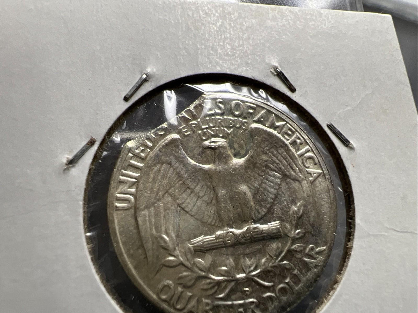 1962 D 25c Washington Silver Quarter Coin Clipped Planchet Error BU UNC