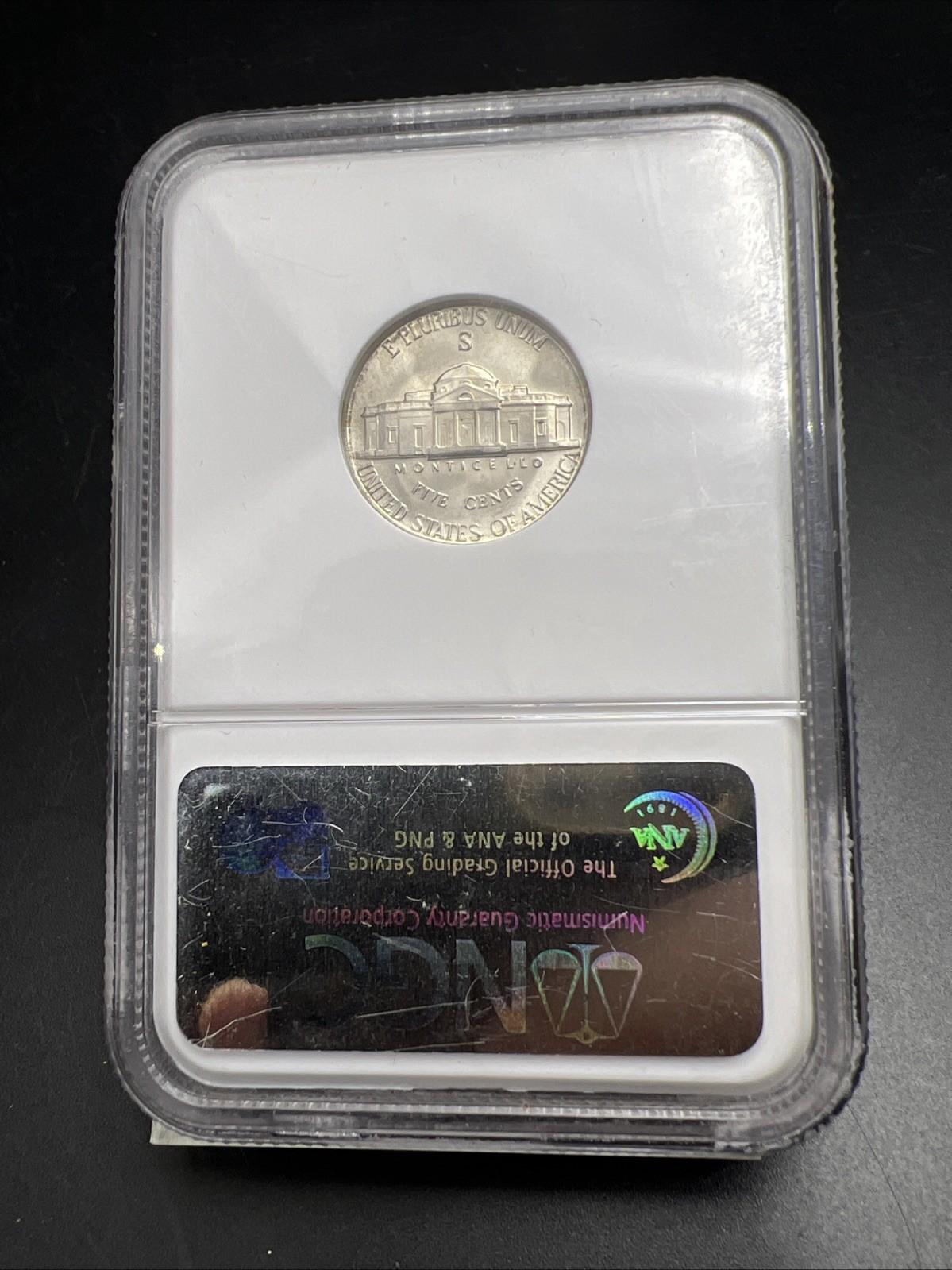 1942 S 5c 35% Silver War Nickel Jefferson NGC MS66 Gem BU Certified #023