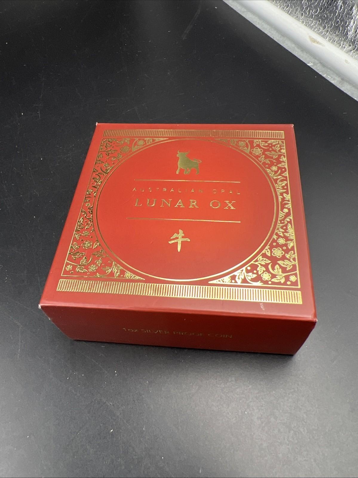 2021 Australia Opal Series Lunar Year of OX 1oz Silver Proof $1 Coin - Used Box