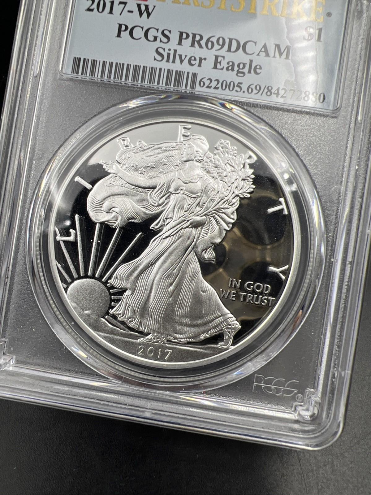 2017 W ASE 1 Oz American Proof Silver Eagle PCGS PR69 UCAM #70